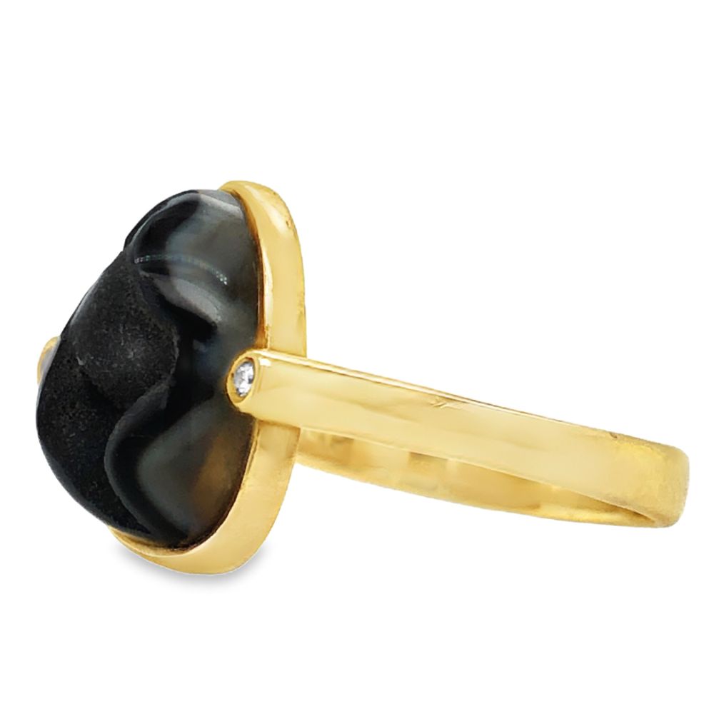 Artisan Druzy Agate & Diamond Ring