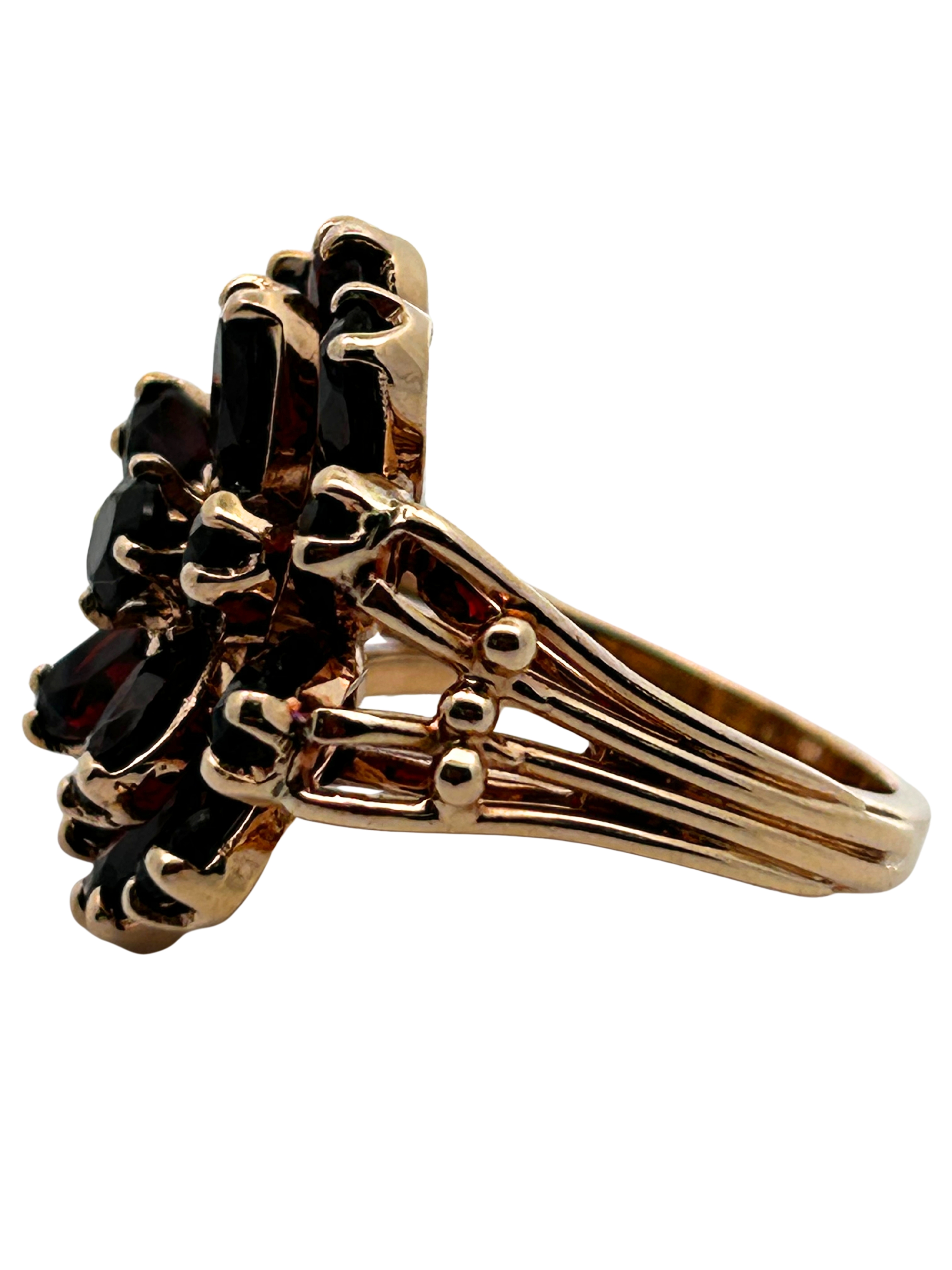 14K Garnet Cluster Cocktail Ring