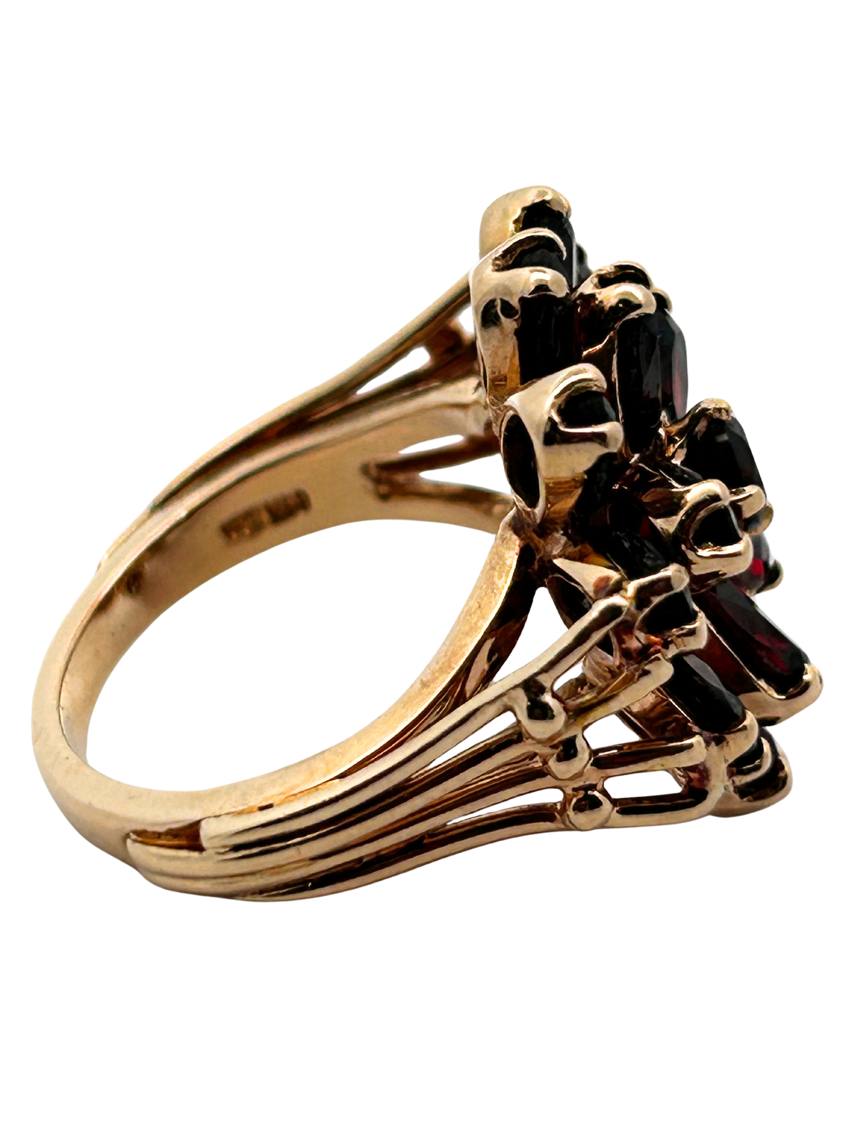 14K Garnet Cluster Cocktail Ring