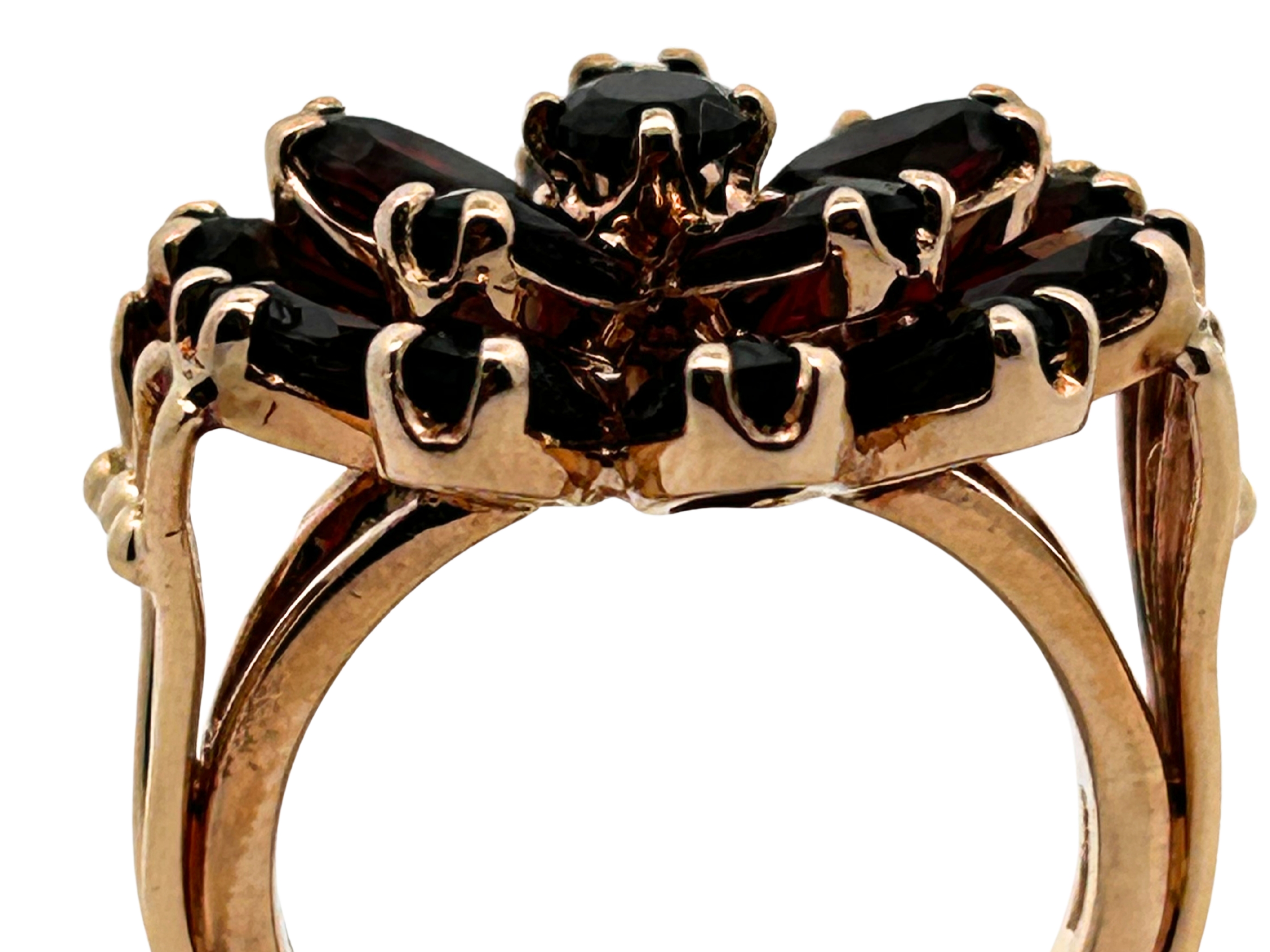 14K Garnet Cluster Cocktail Ring