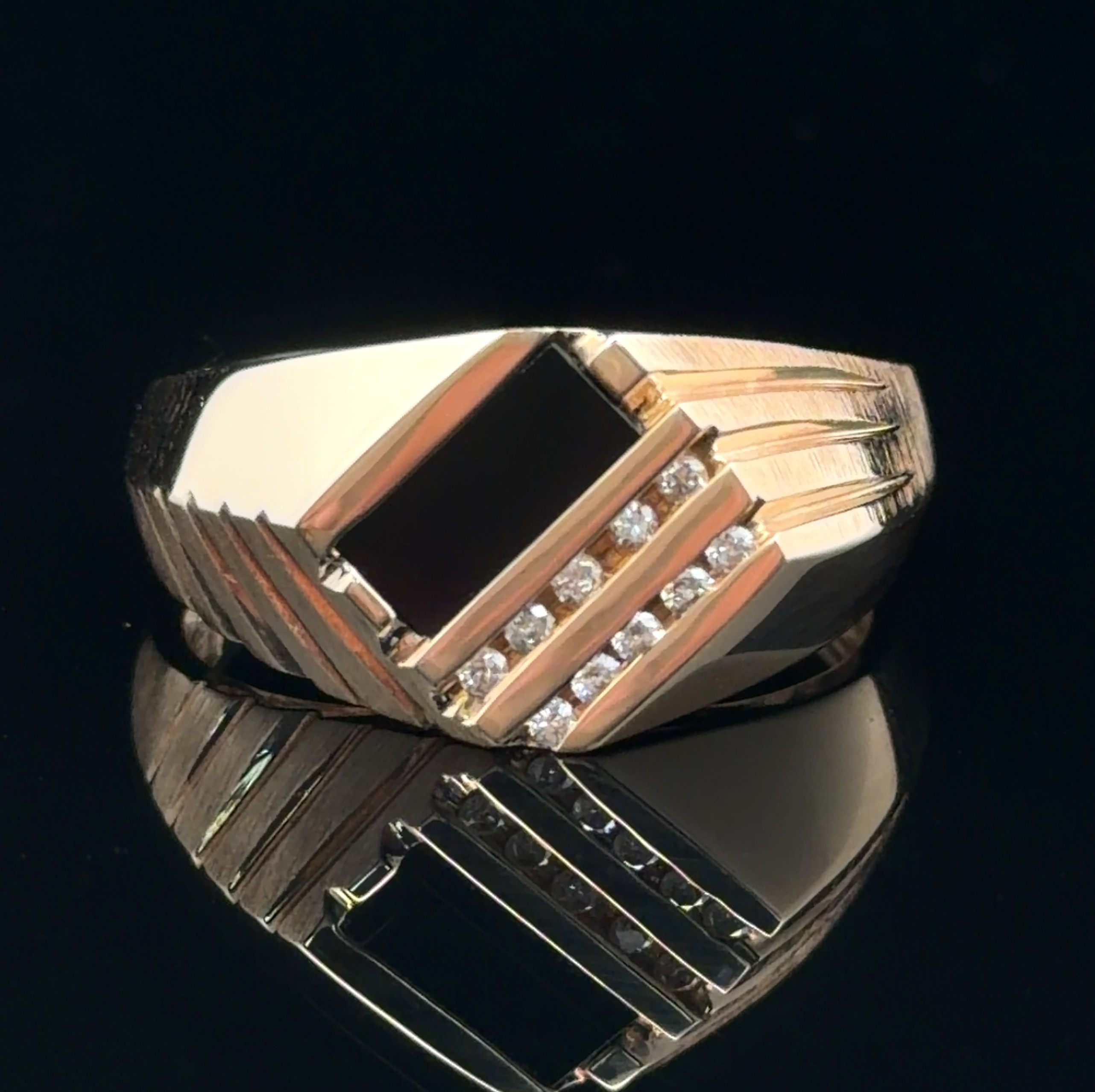 Black Onyx and Diamond Ring
