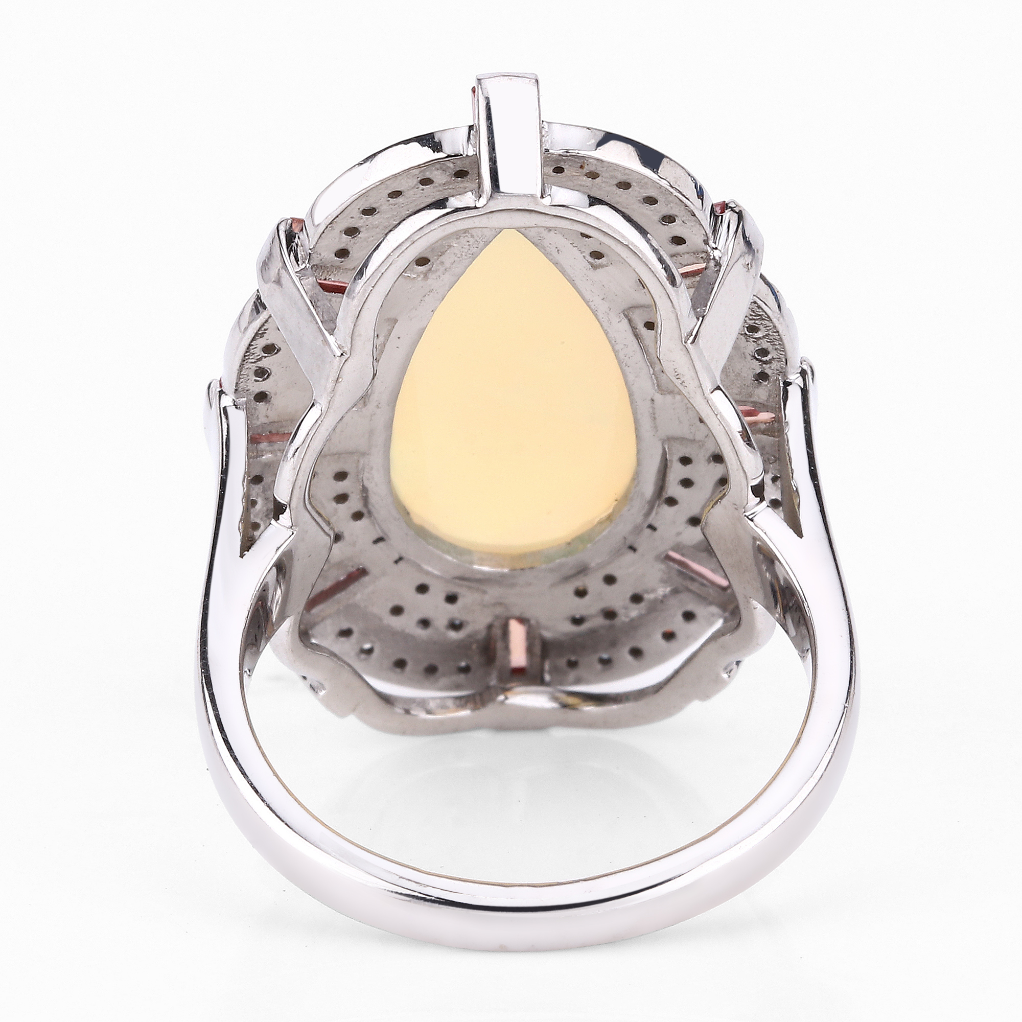925 Sapphire, Opal & Diamond Ring