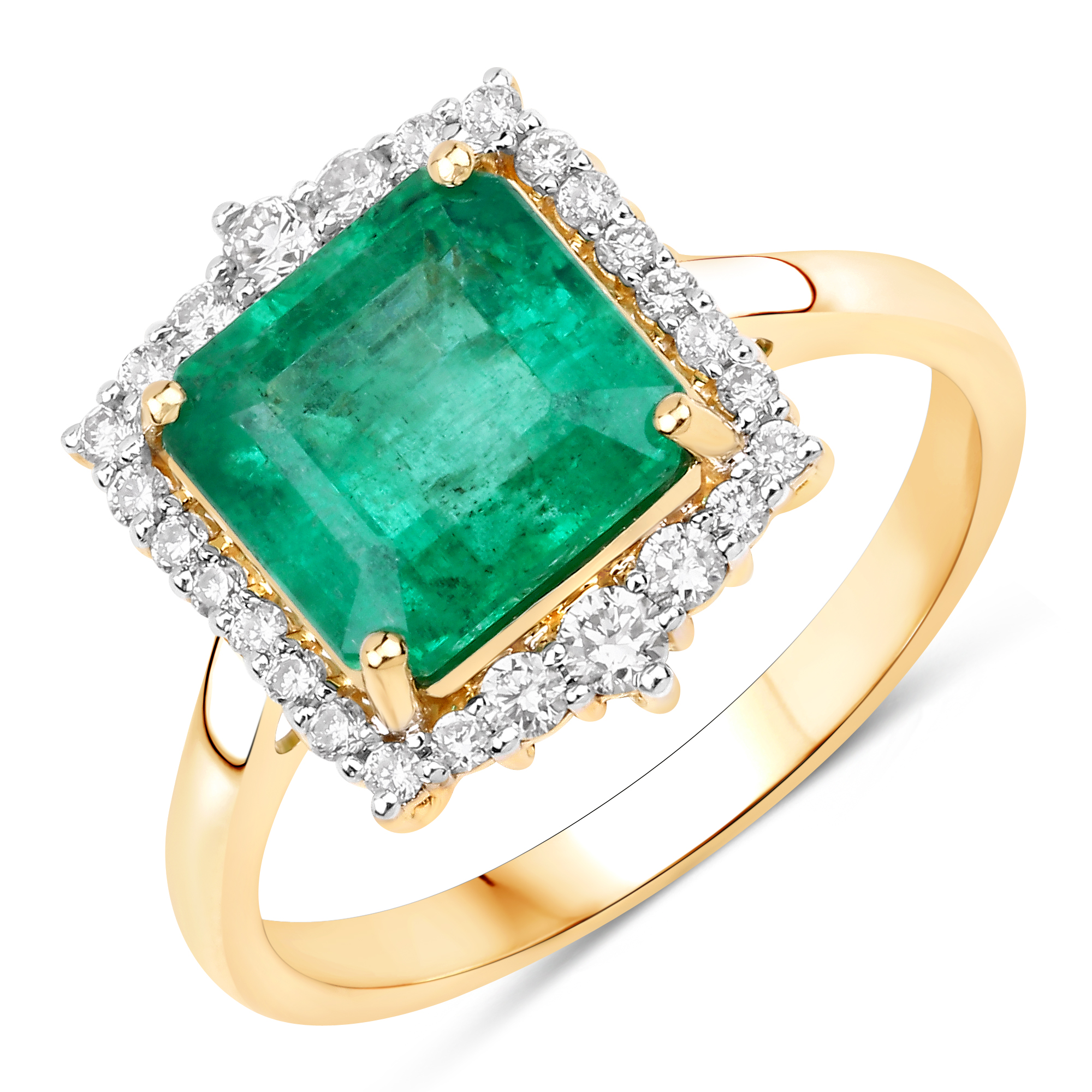 IGI Certified 2.62 CT Emerald and Natural Diamond Ring