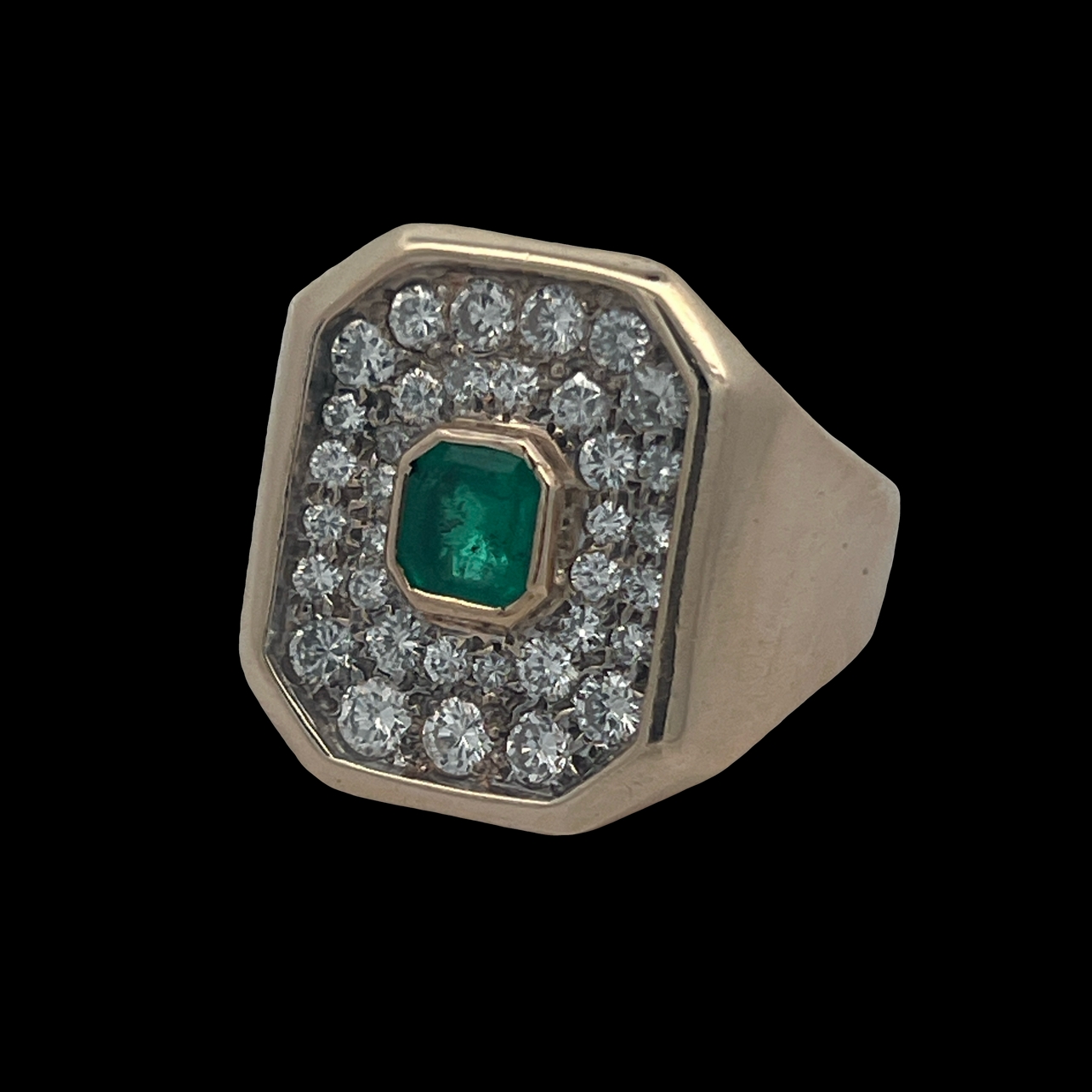 Natural Emerald and Diamond Ring