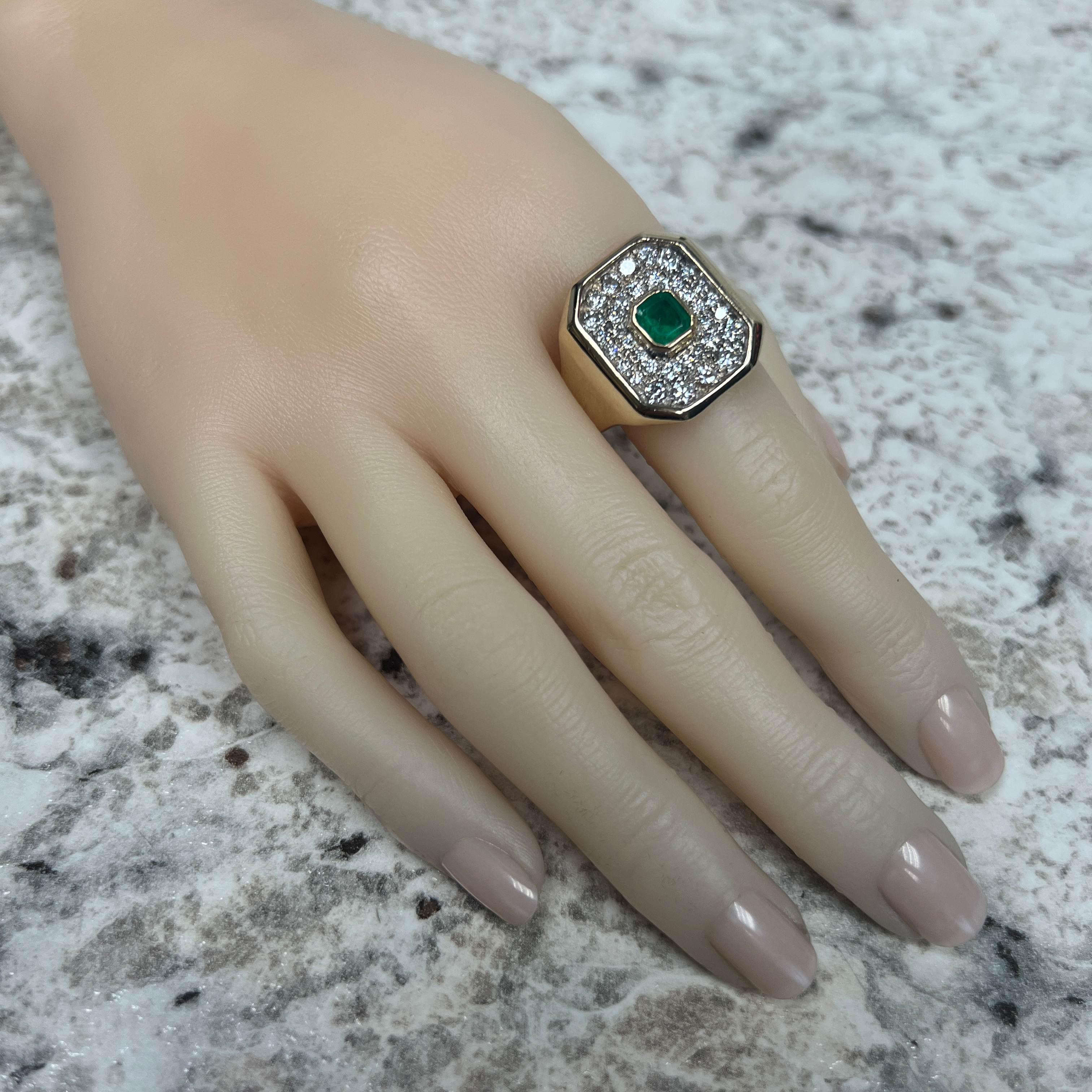 Natural Emerald and Diamond Ring