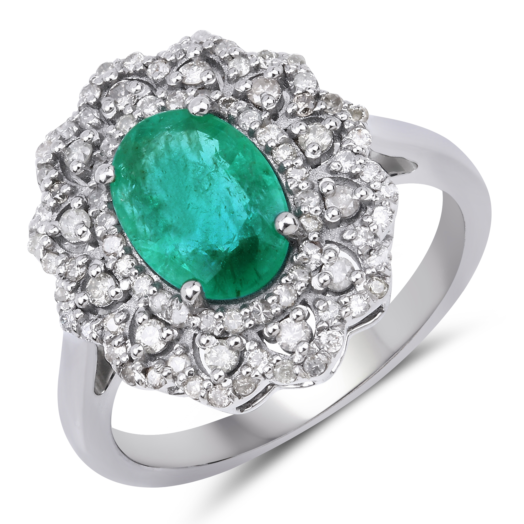 925 Emerald & Diamond Ring