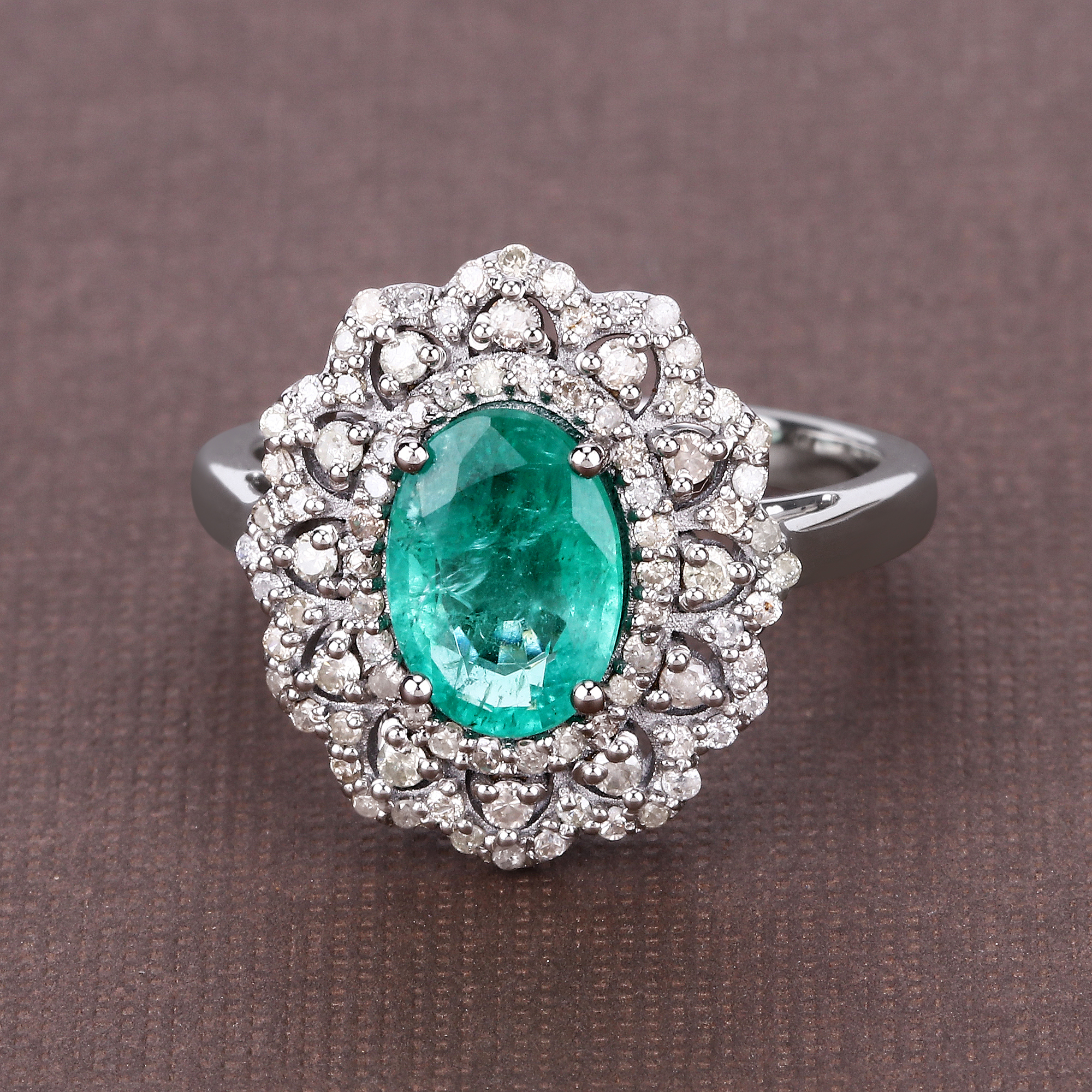 925 Emerald & Diamond Ring