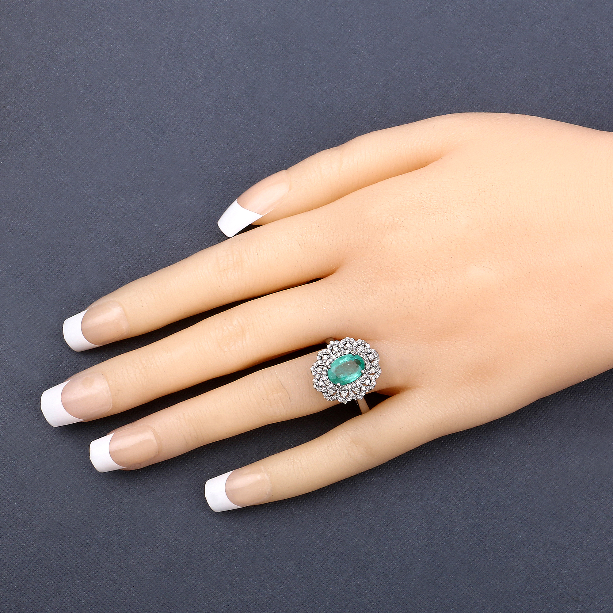 925 Emerald & Diamond Ring