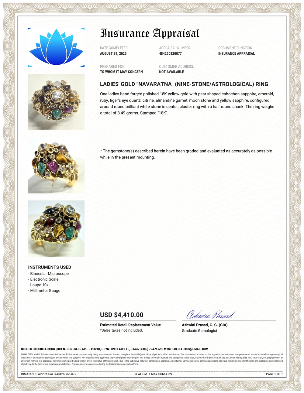 18K Navaratna 9-Stone Astrological Ring