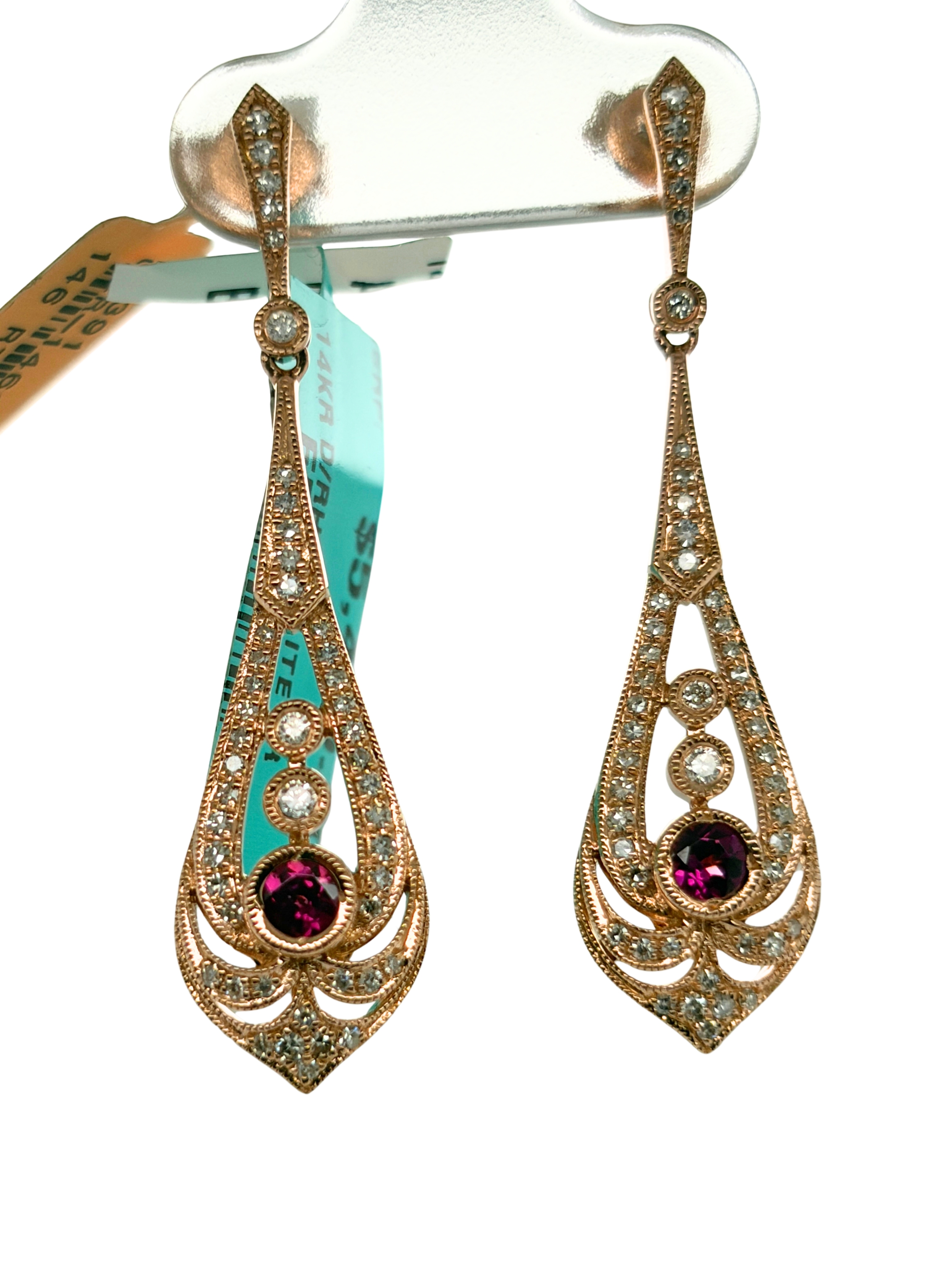 EFFY Fancy Natural Rhodolite & Diamond Dangle Earrings