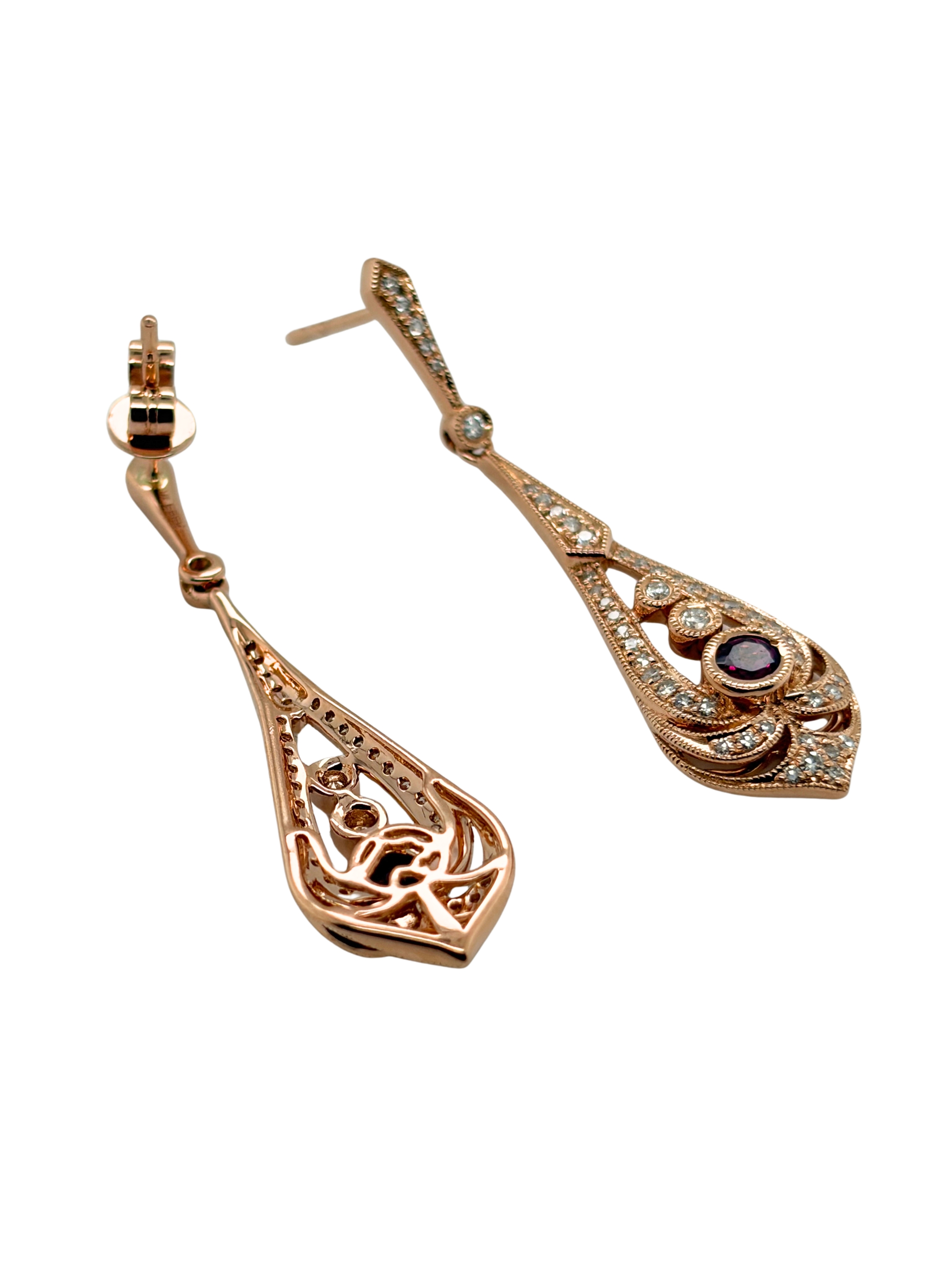 EFFY Fancy Natural Rhodolite & Diamond Dangle Earrings