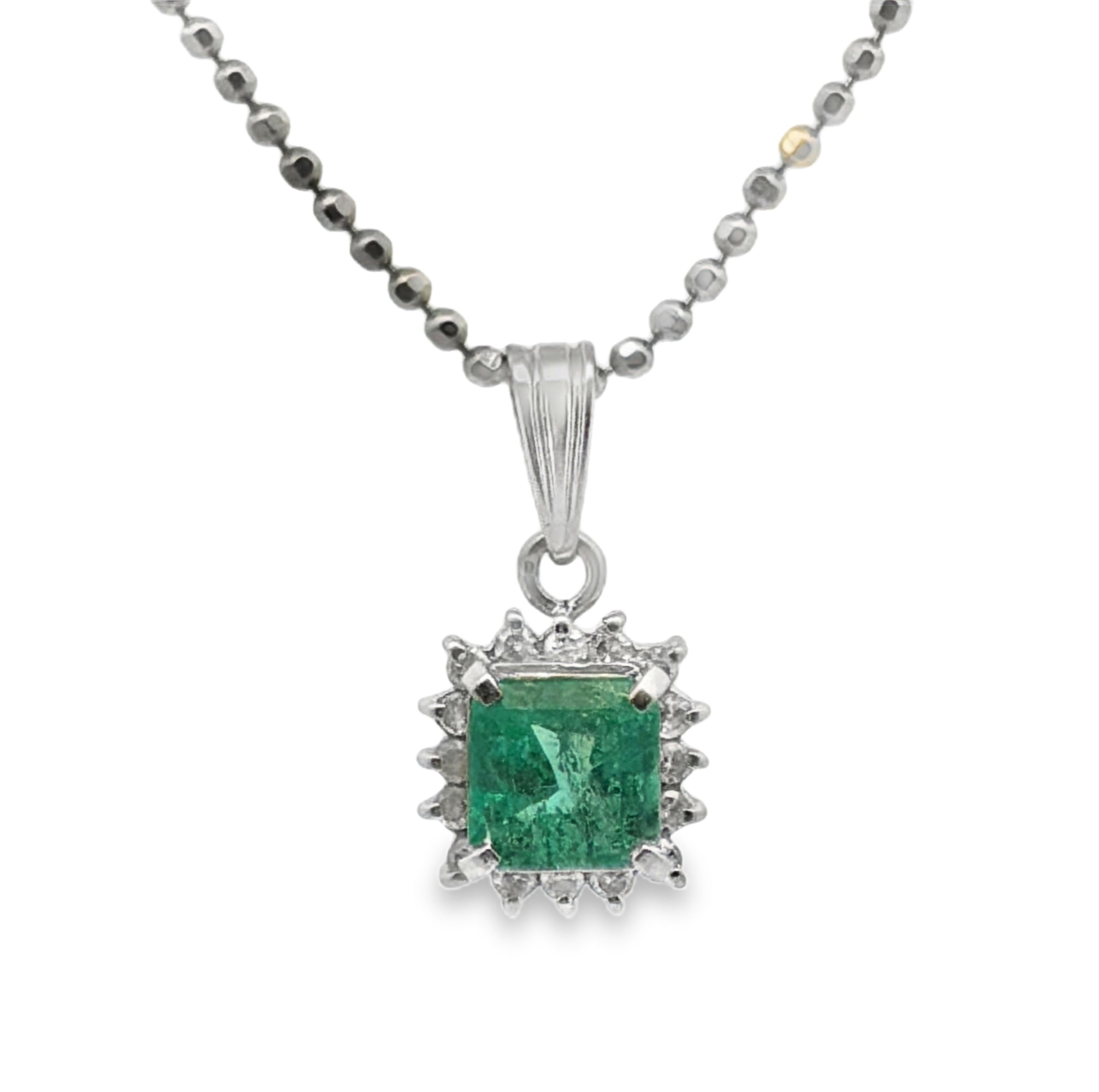 Emerald & Diamond Pendant on Chain