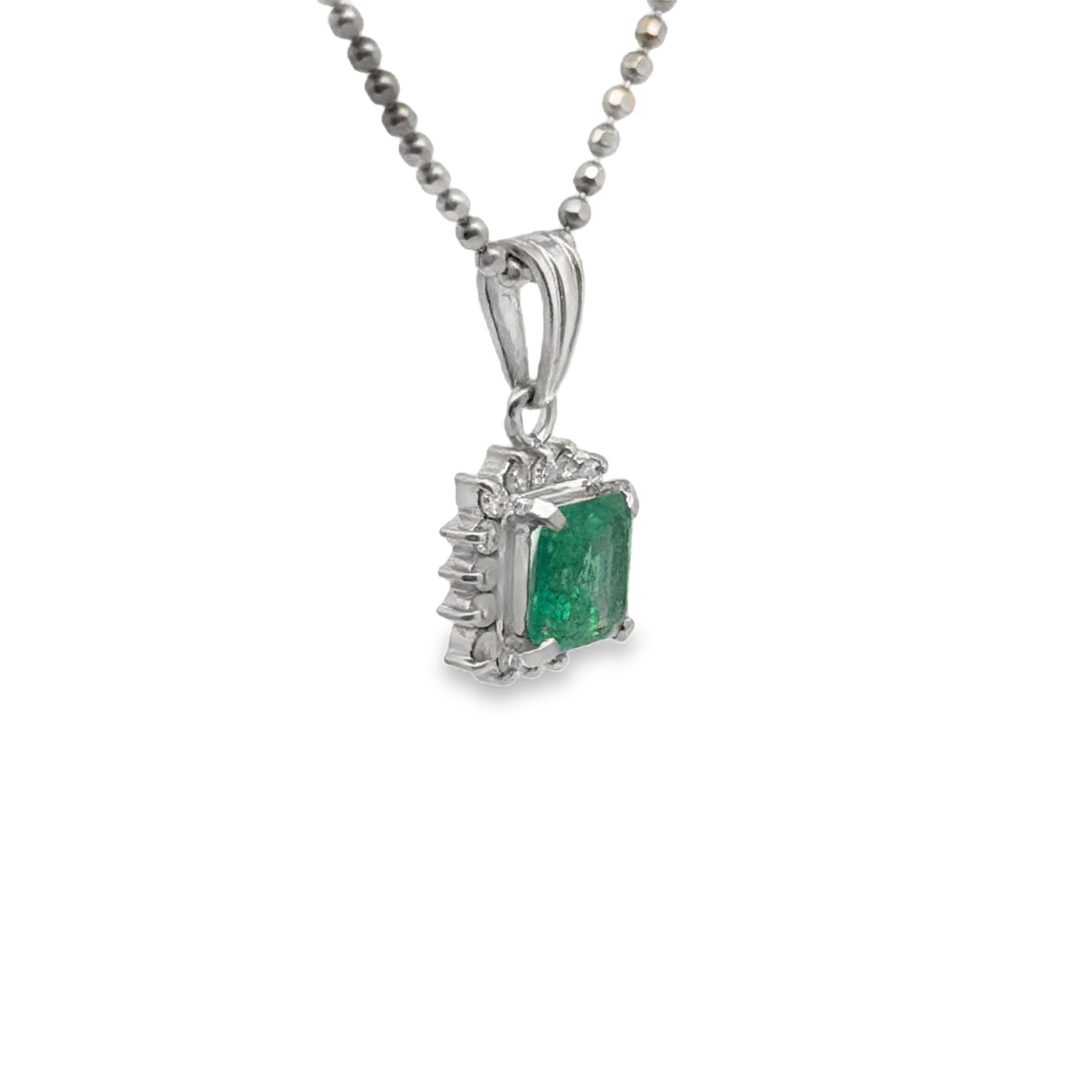 Emerald & Diamond Pendant on Chain
