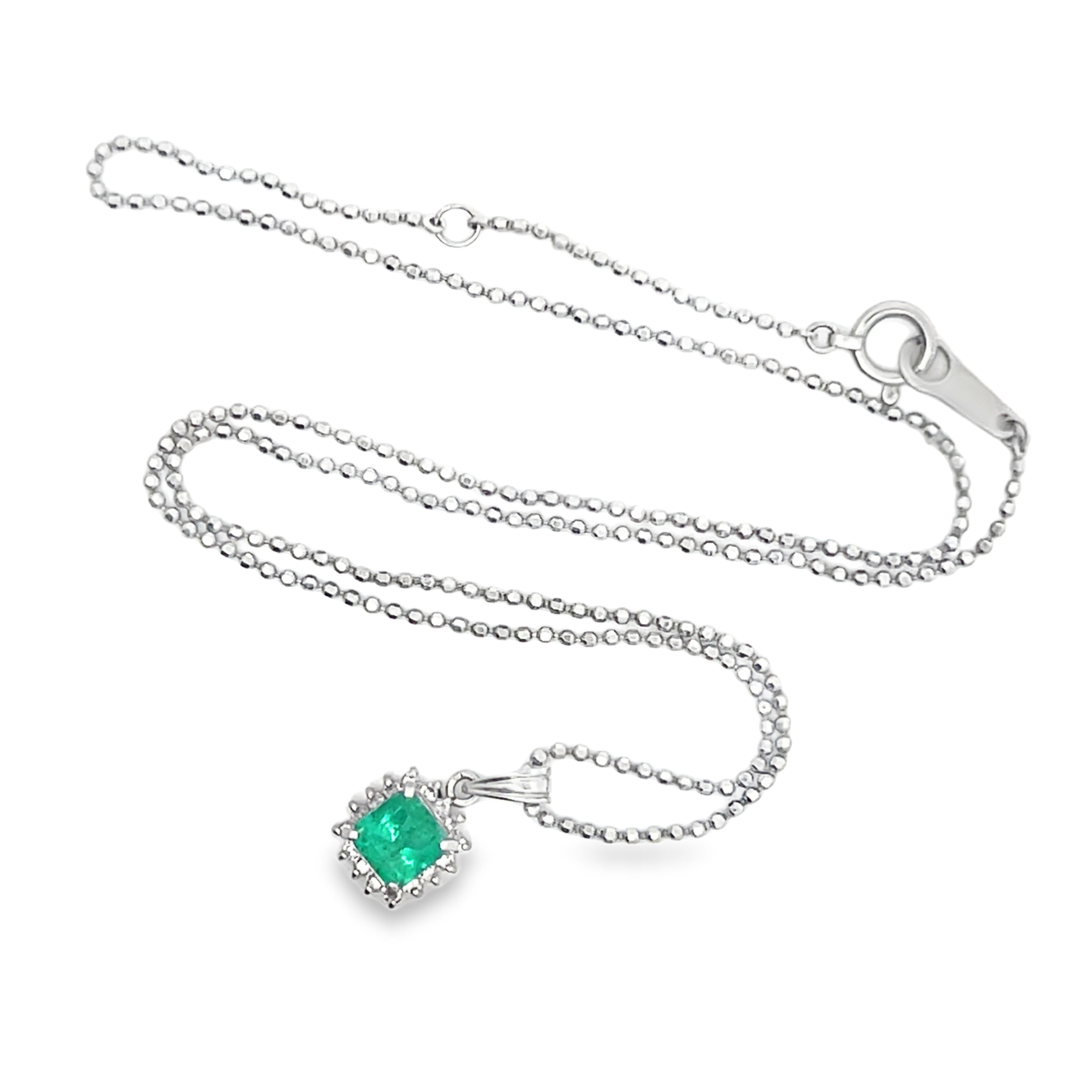 Emerald & Diamond Pendant on Chain