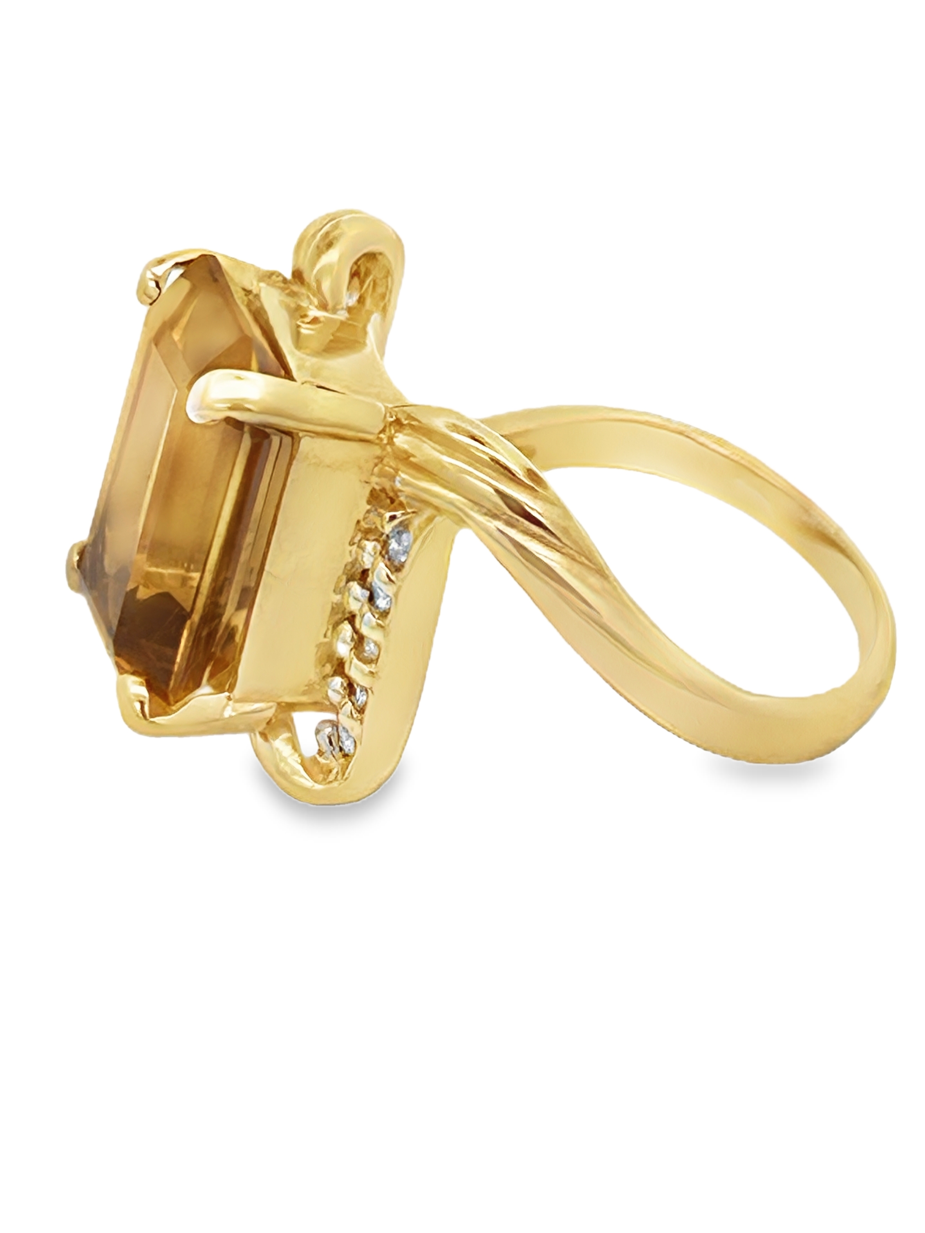 6.3 Carat Natural Citrine and Diamond Ring