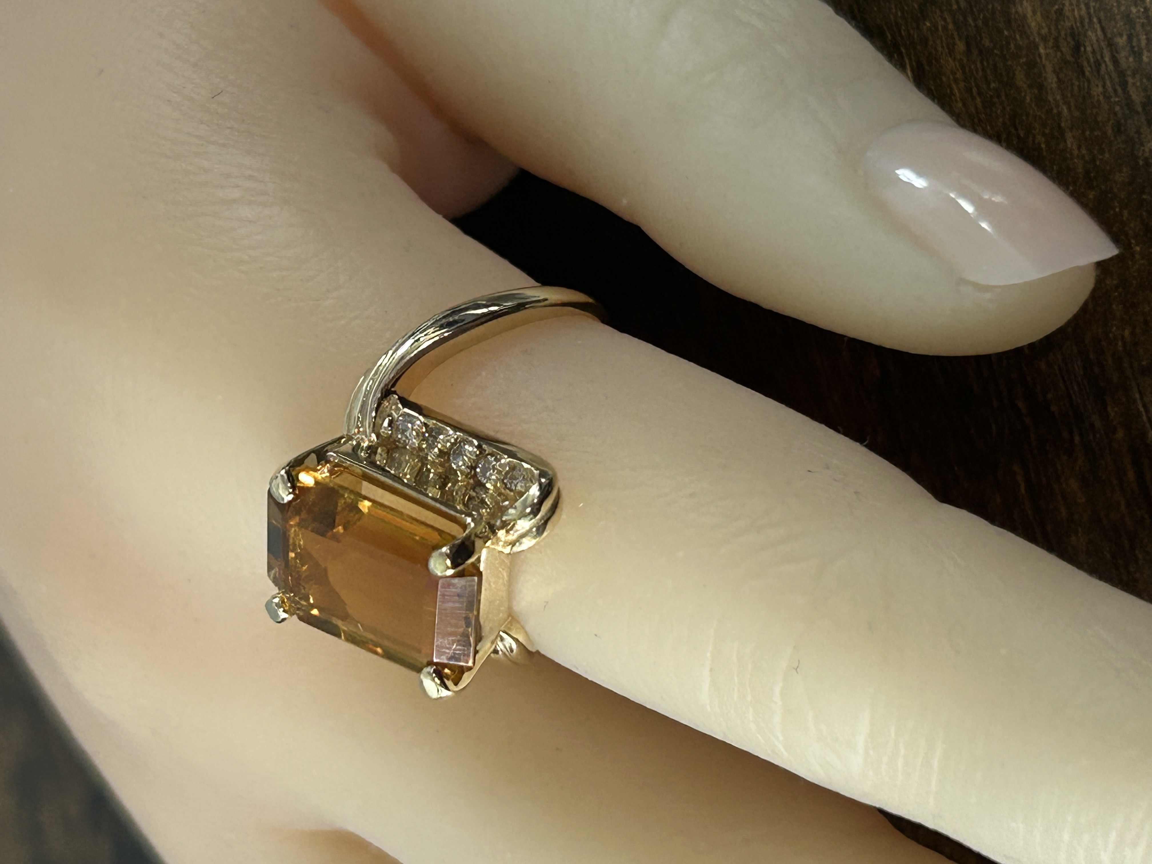 6.3 Carat Natural Citrine and Diamond Ring