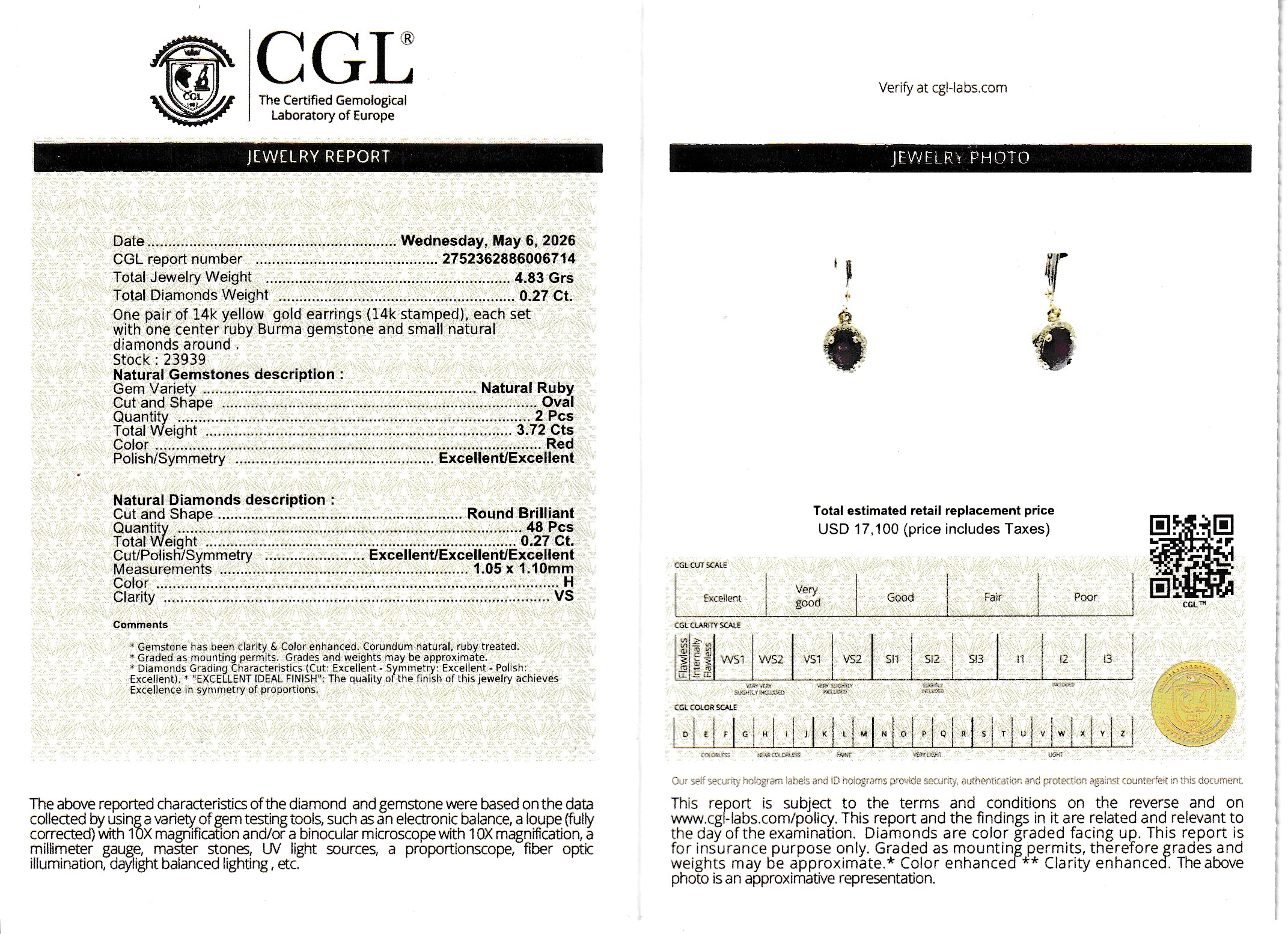 Burma Ruby & Diamond Earrings