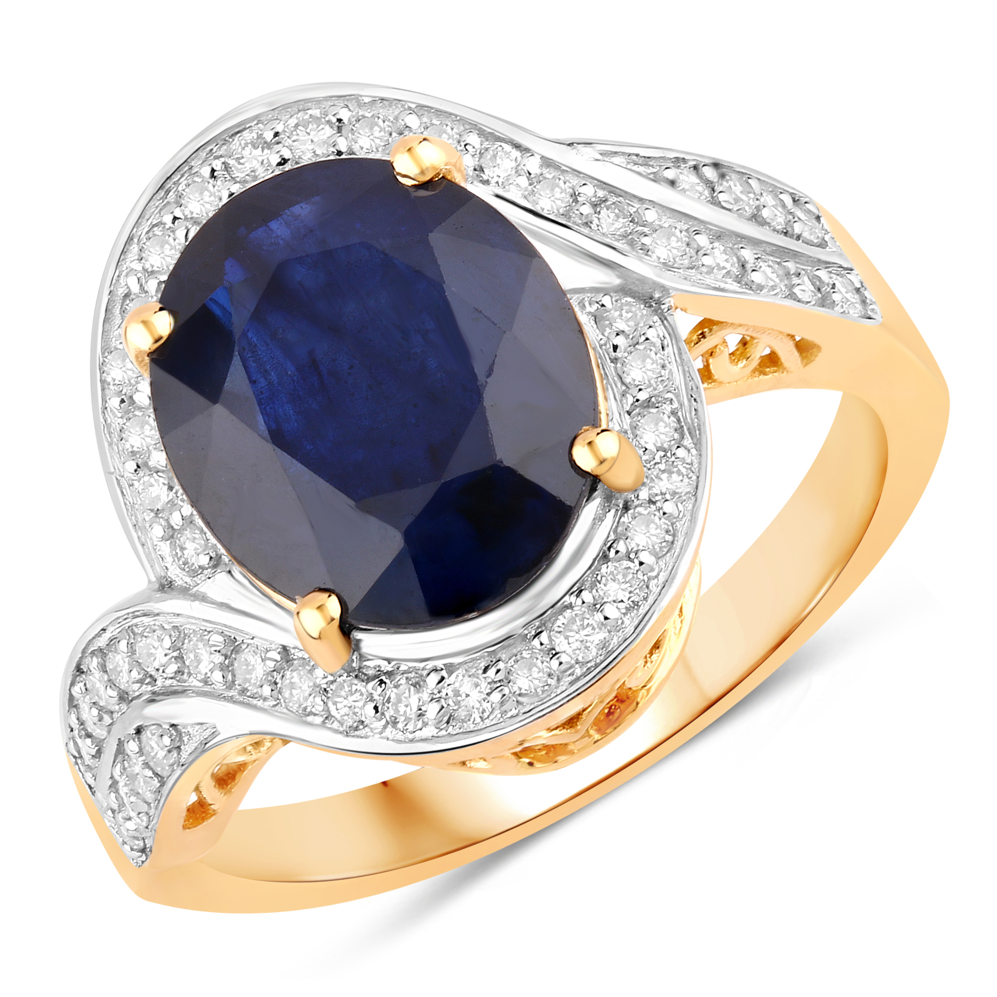 Blue Sapphire and Diamond Ring
