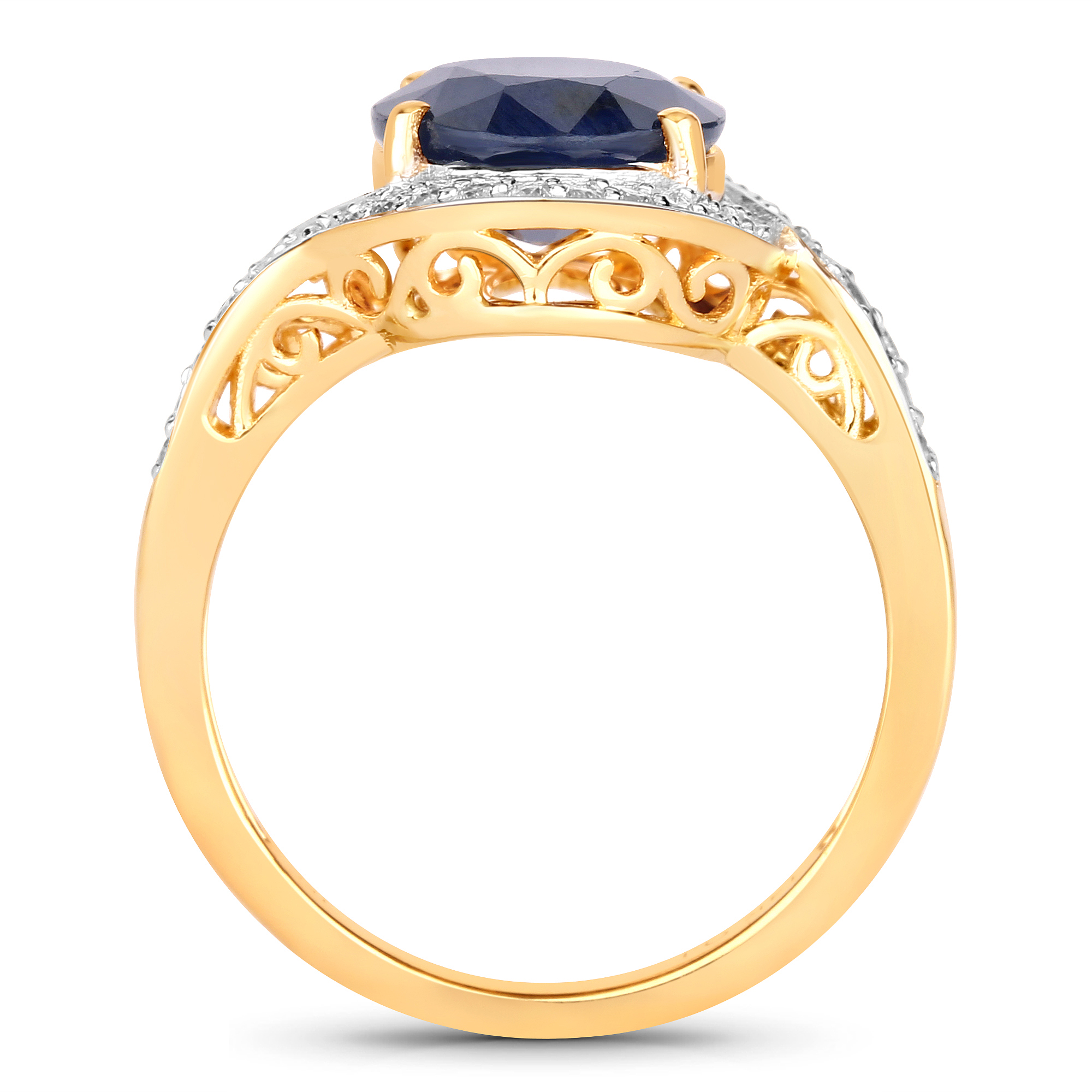 Blue Sapphire and Diamond Ring