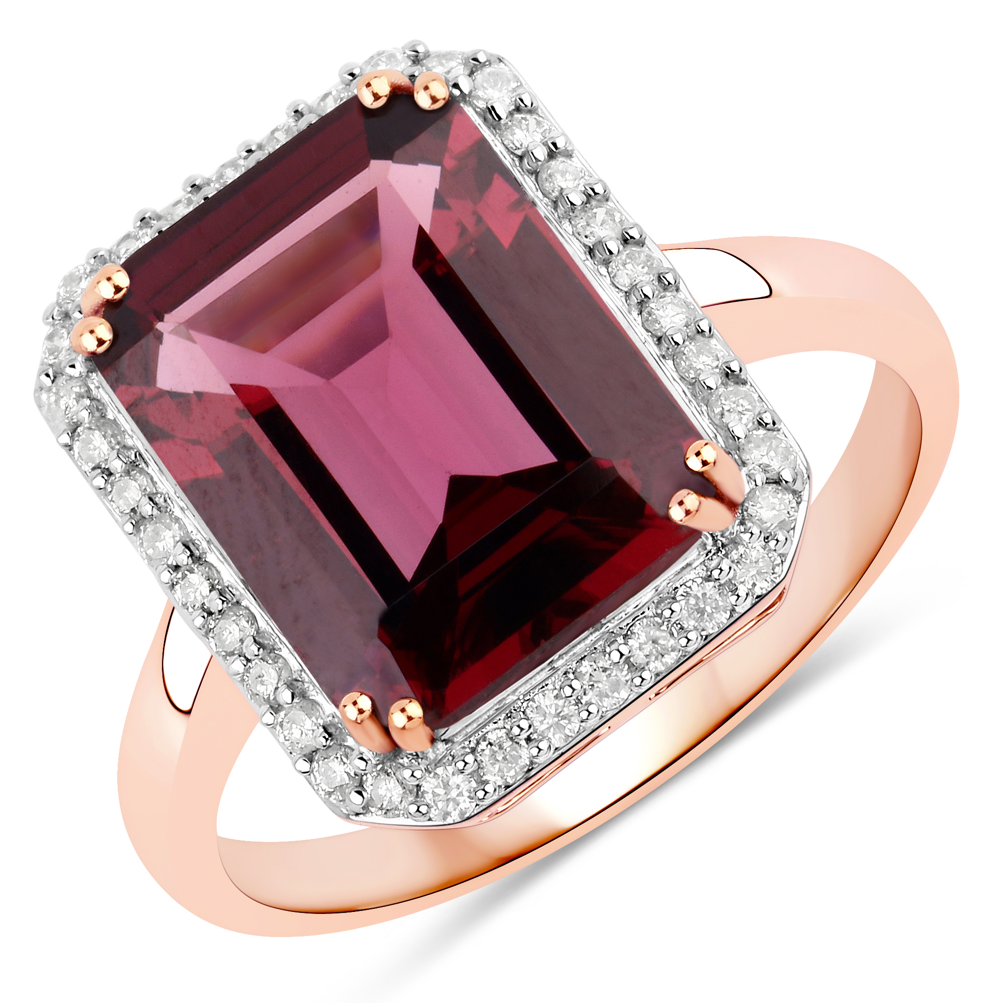 Natural Rhodolite Garnet and Diamond Ring