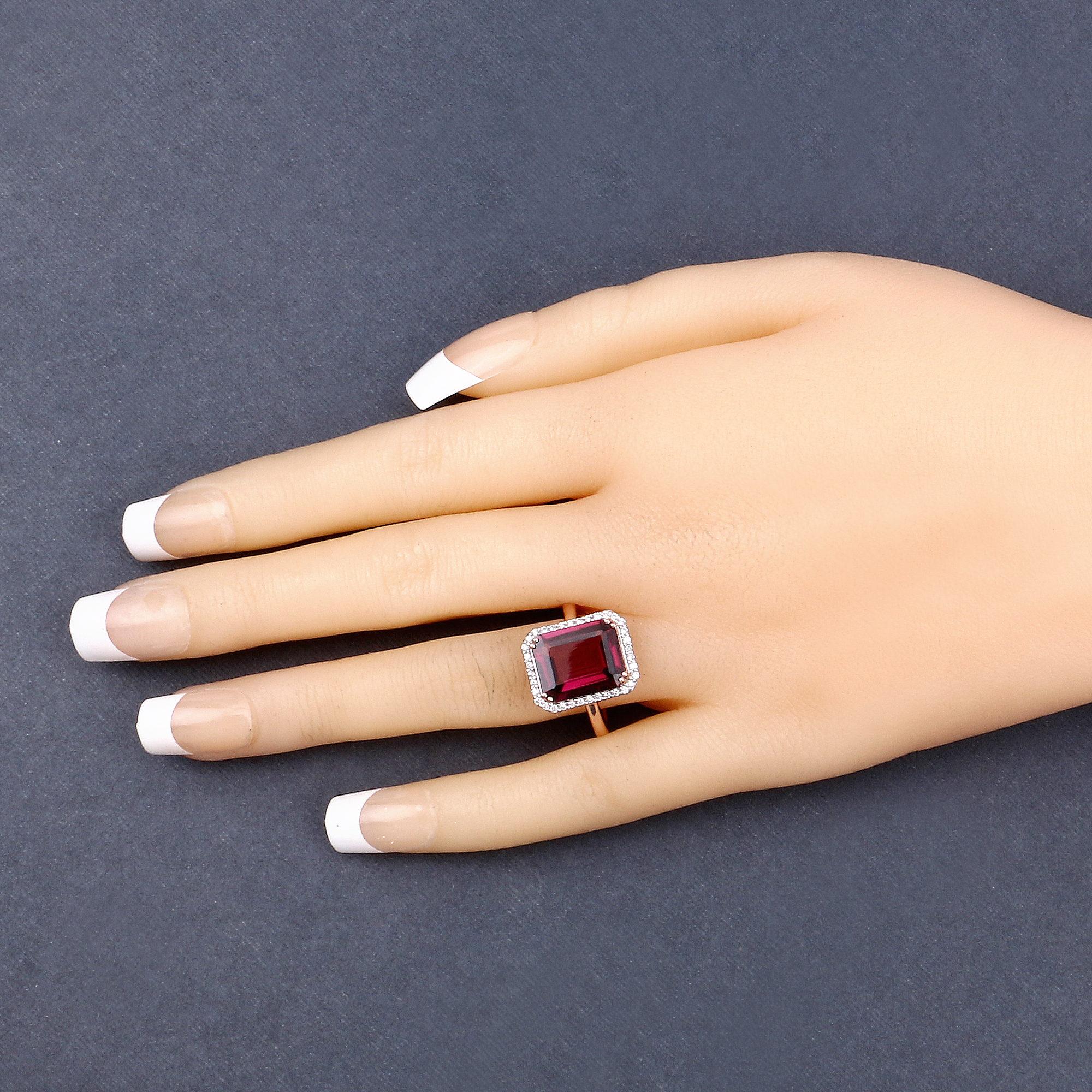 Natural Rhodolite Garnet and Diamond Ring