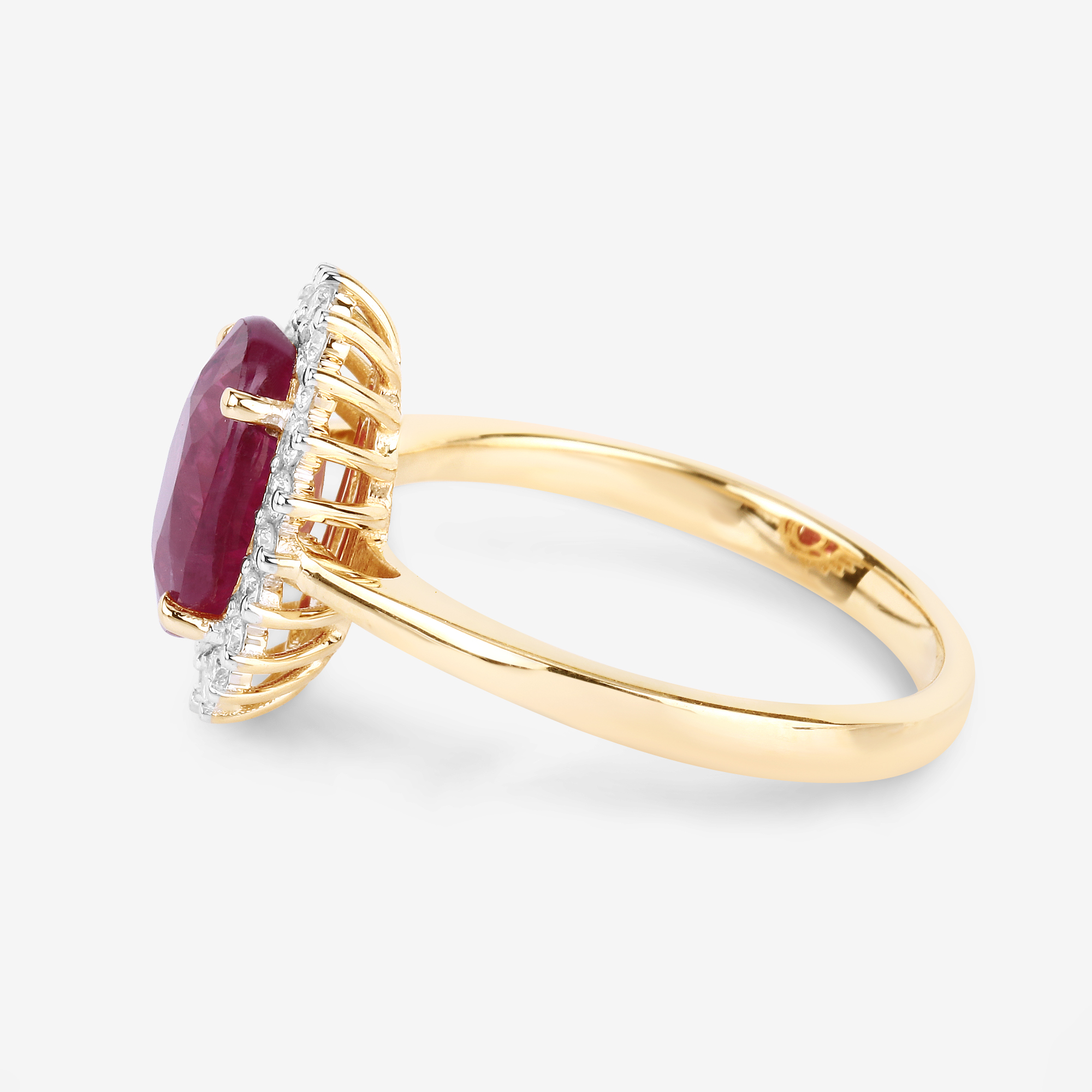Natural Ruby and Diamond Halo Ring