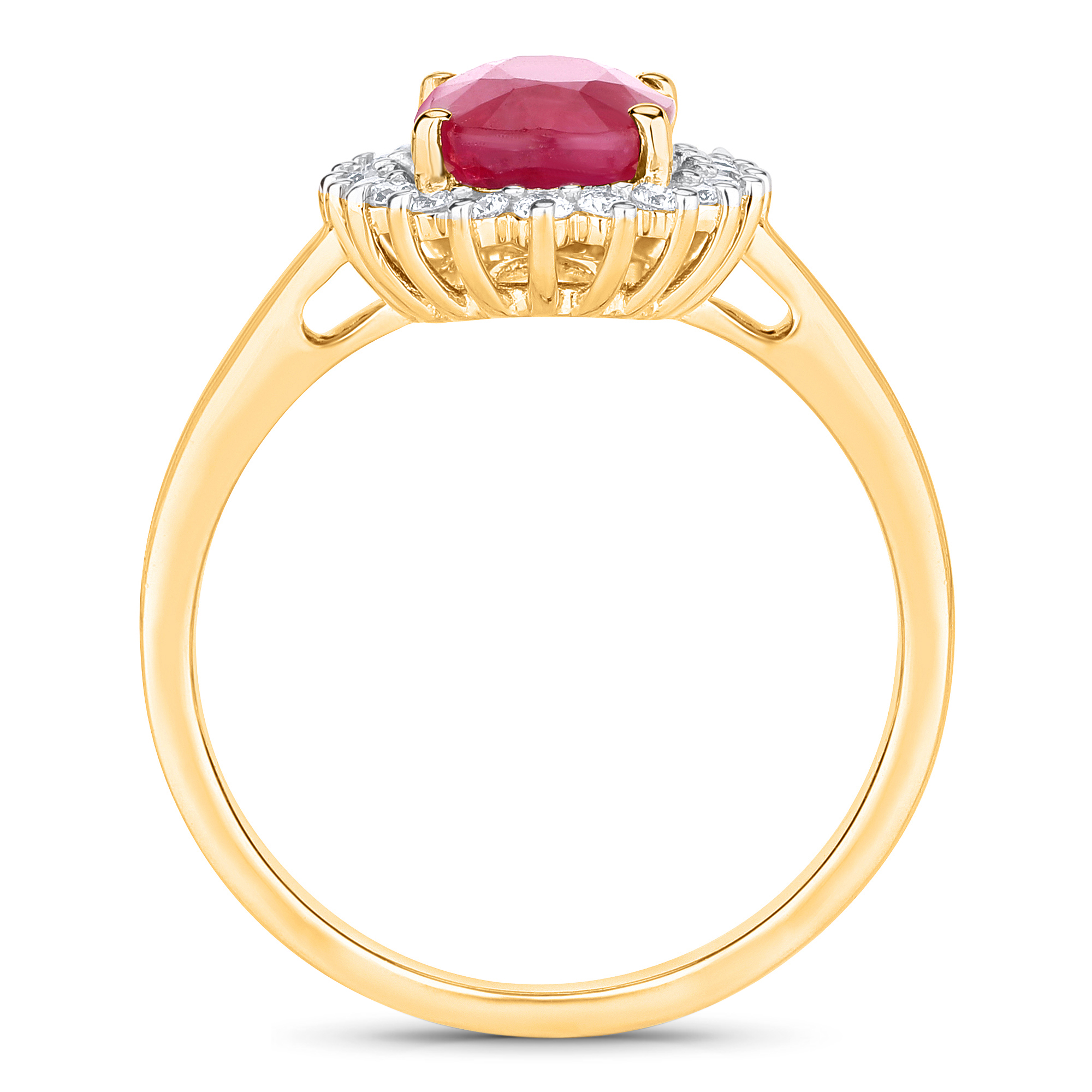Natural Ruby and Diamond Halo Ring
