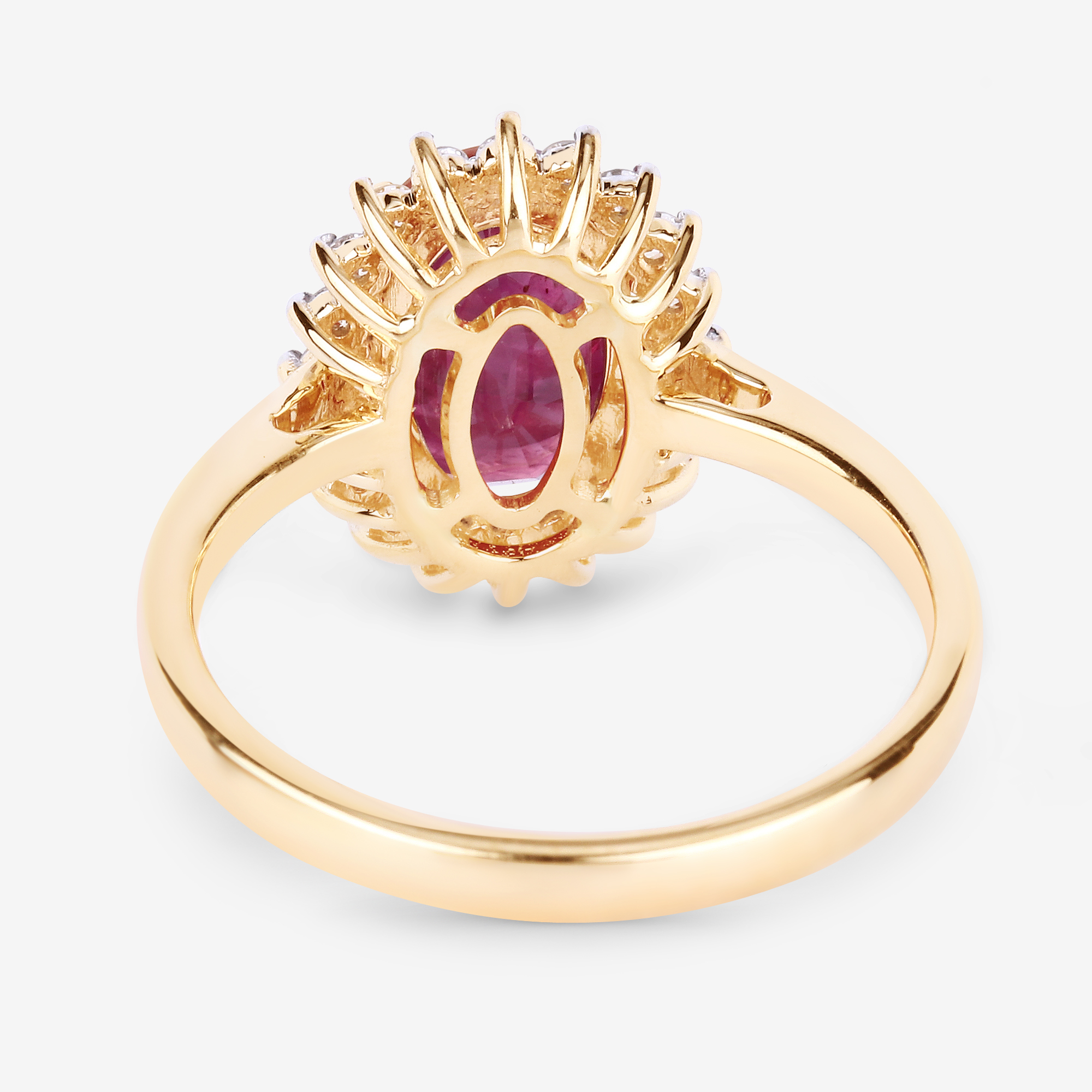 Natural Ruby and Diamond Halo Ring