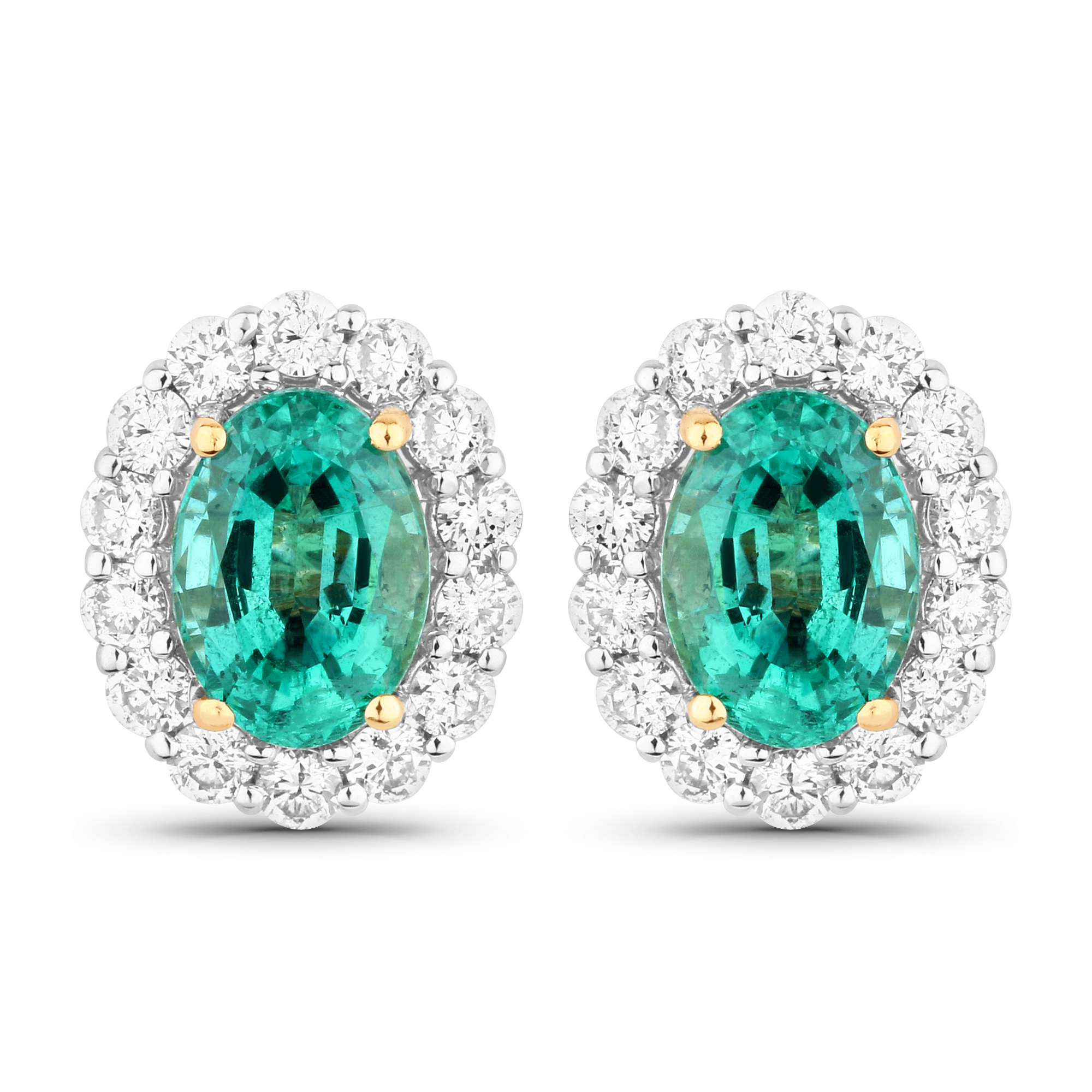 2.05 CT Natural Zambian Emerald and Diamond Earrings
