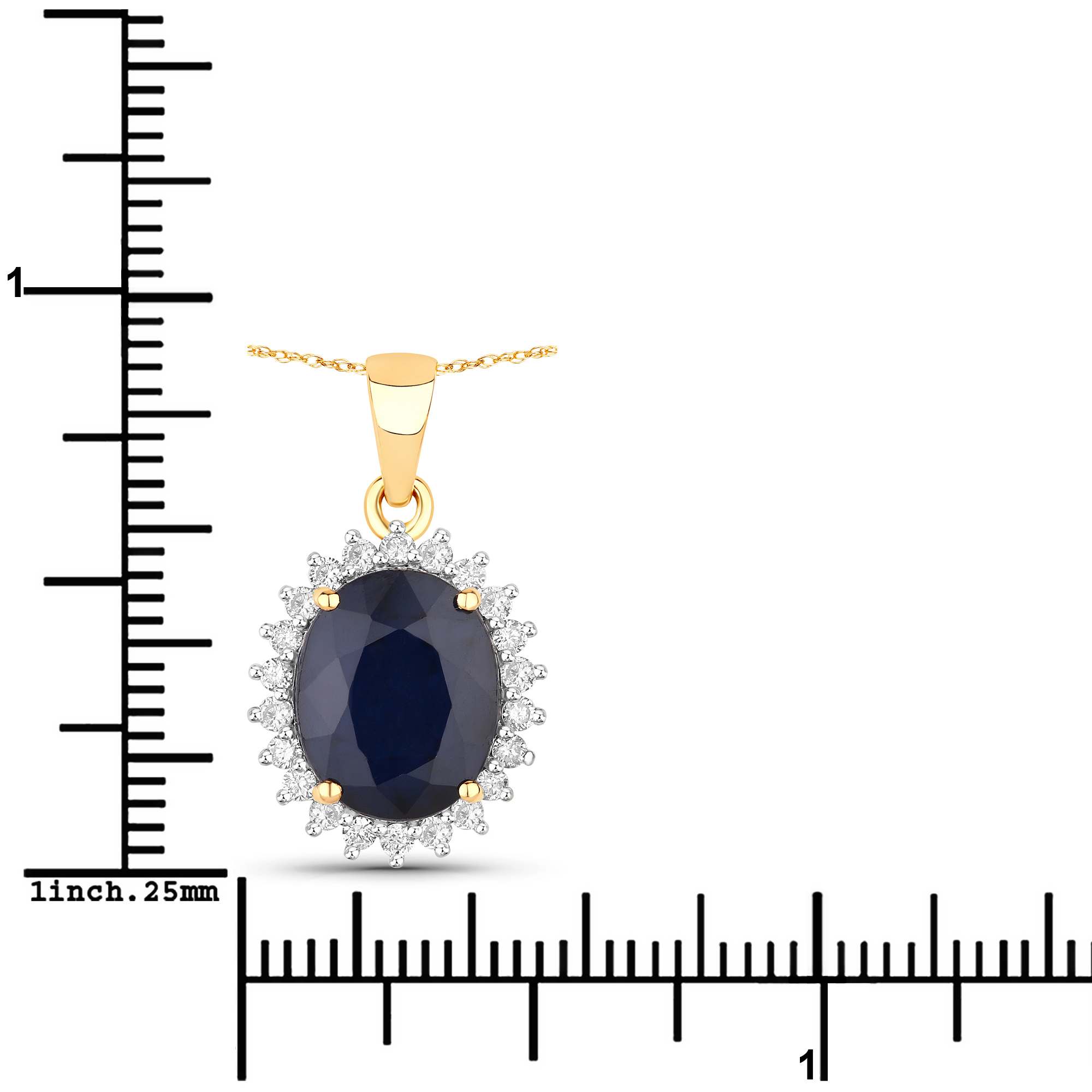 Natural Blue Sapphire & Diamond Halo Pendant