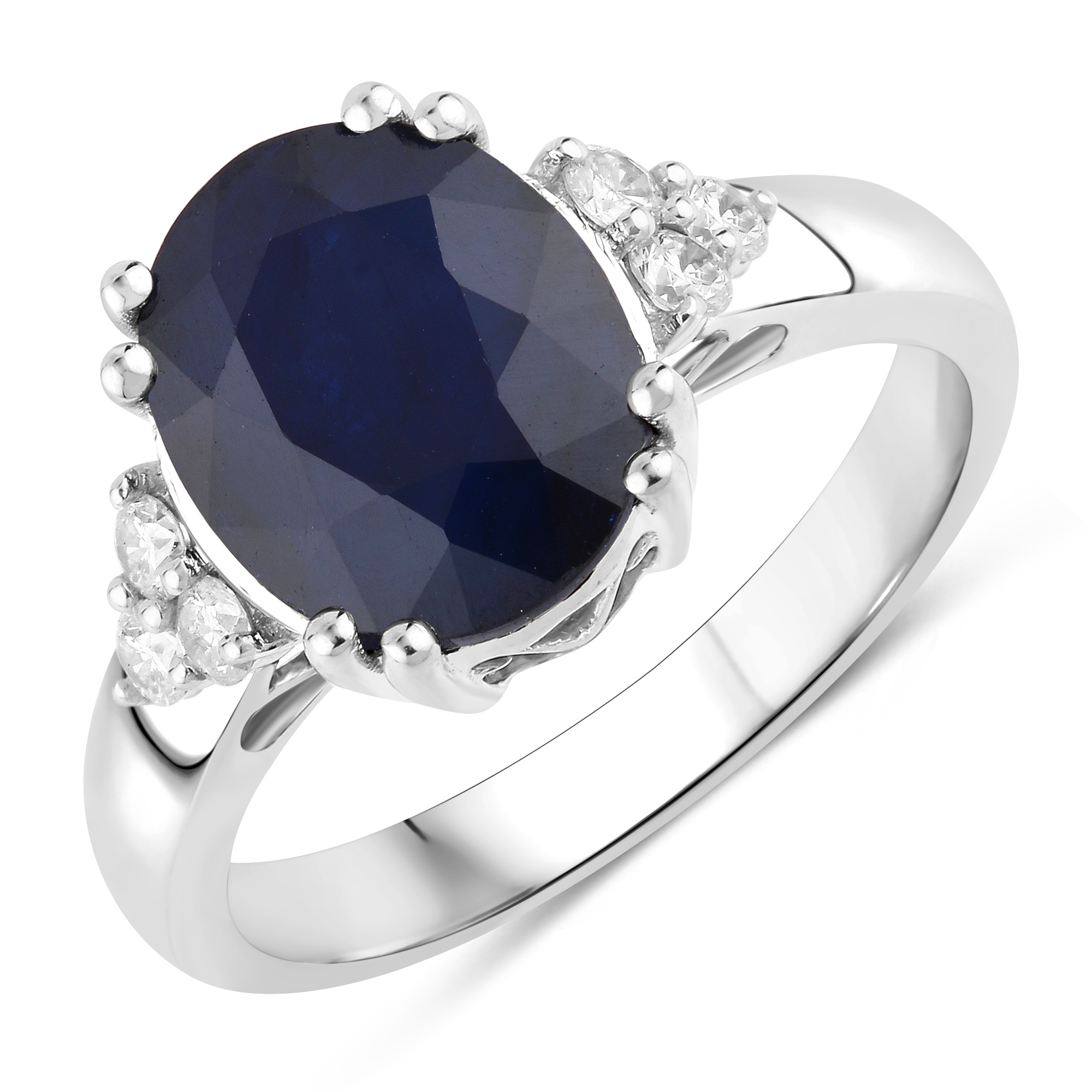 Natural Blue Sapphire and Diamond Ring