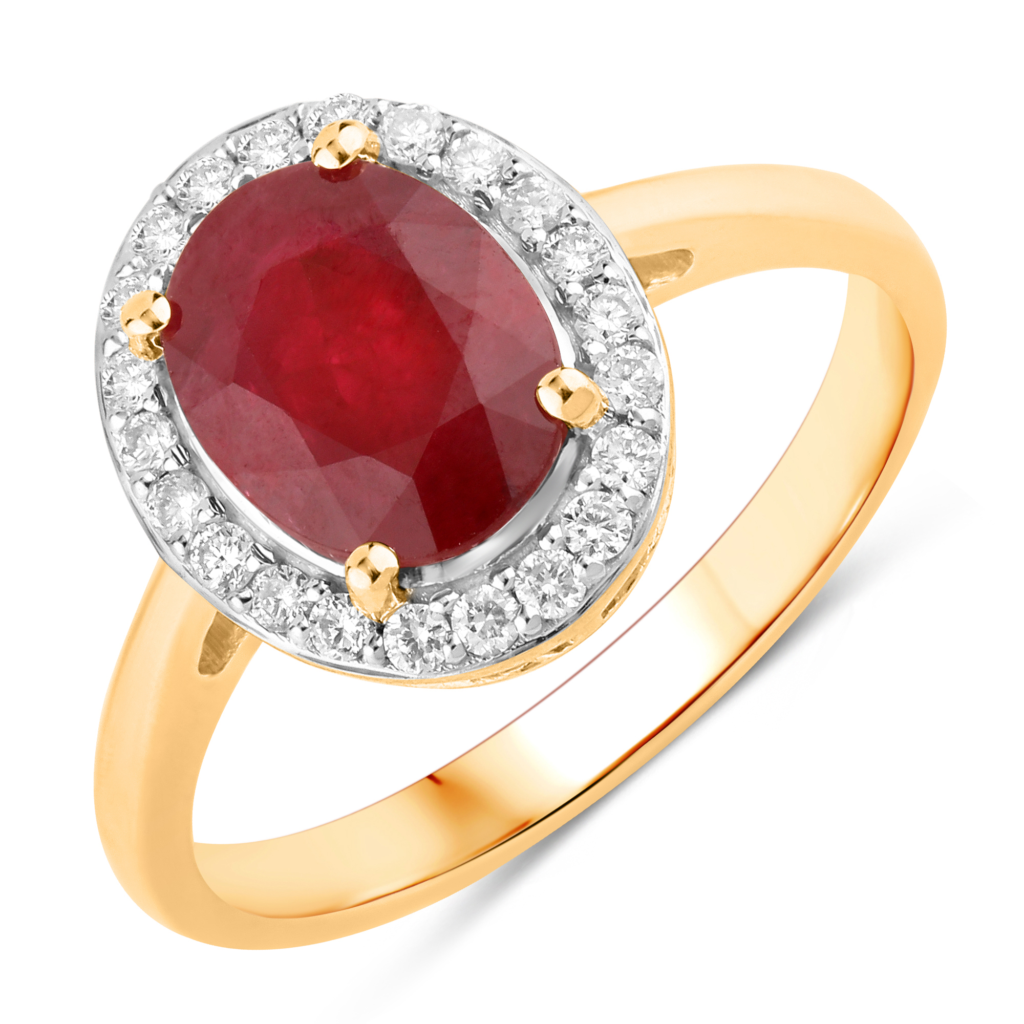 Natural Ruby and Diamond Halo Ring