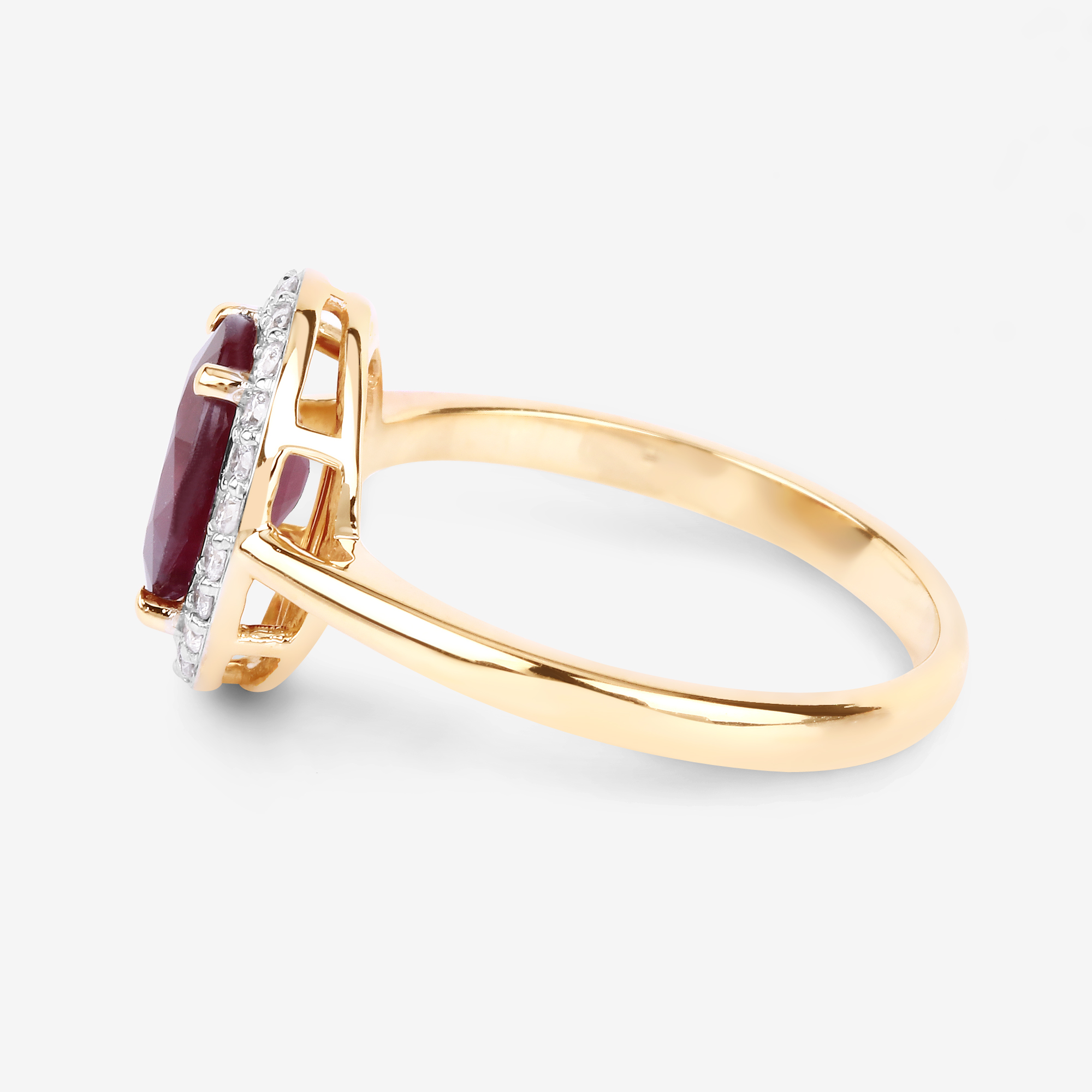 Natural Ruby and Diamond Halo Ring