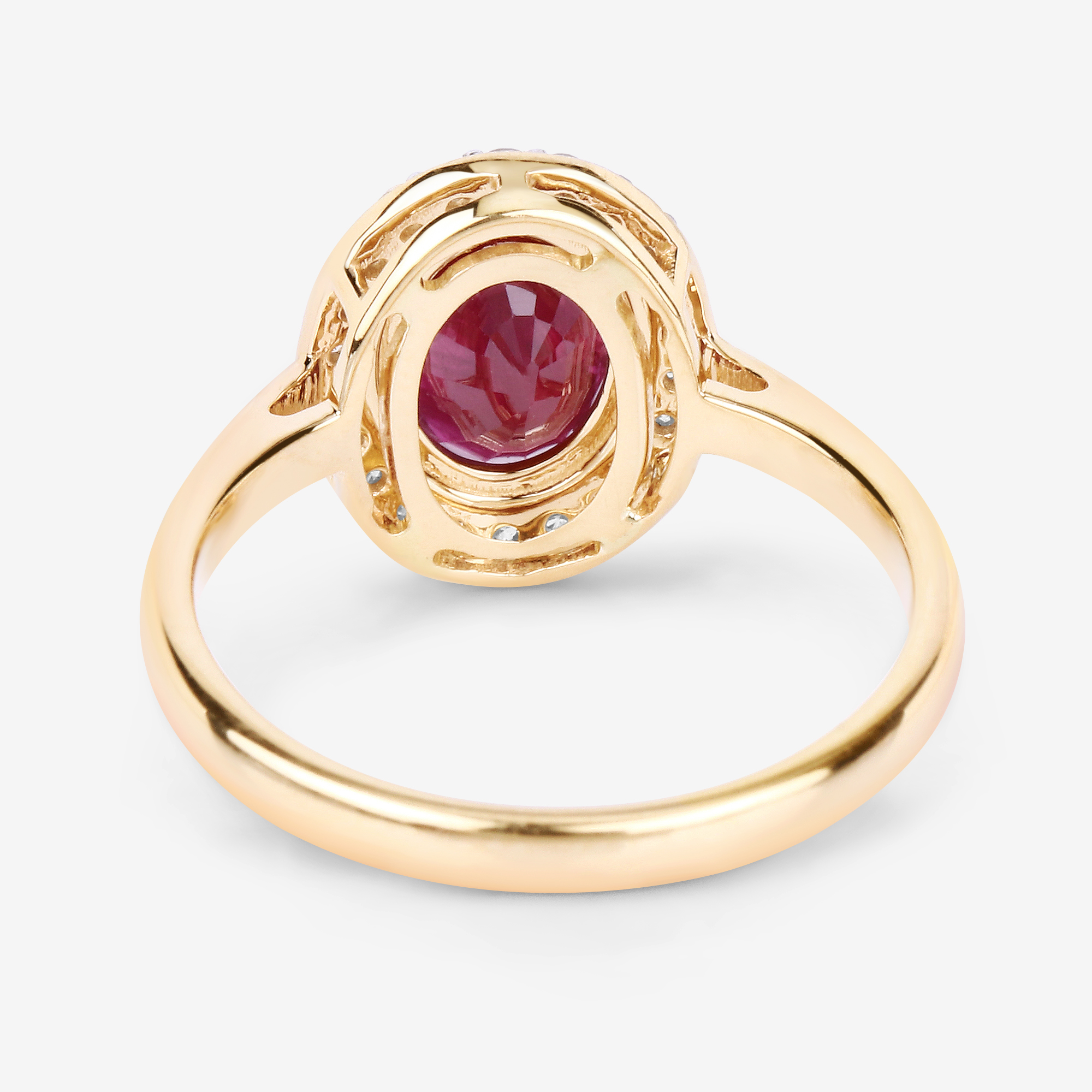 Natural Ruby and Diamond Halo Ring