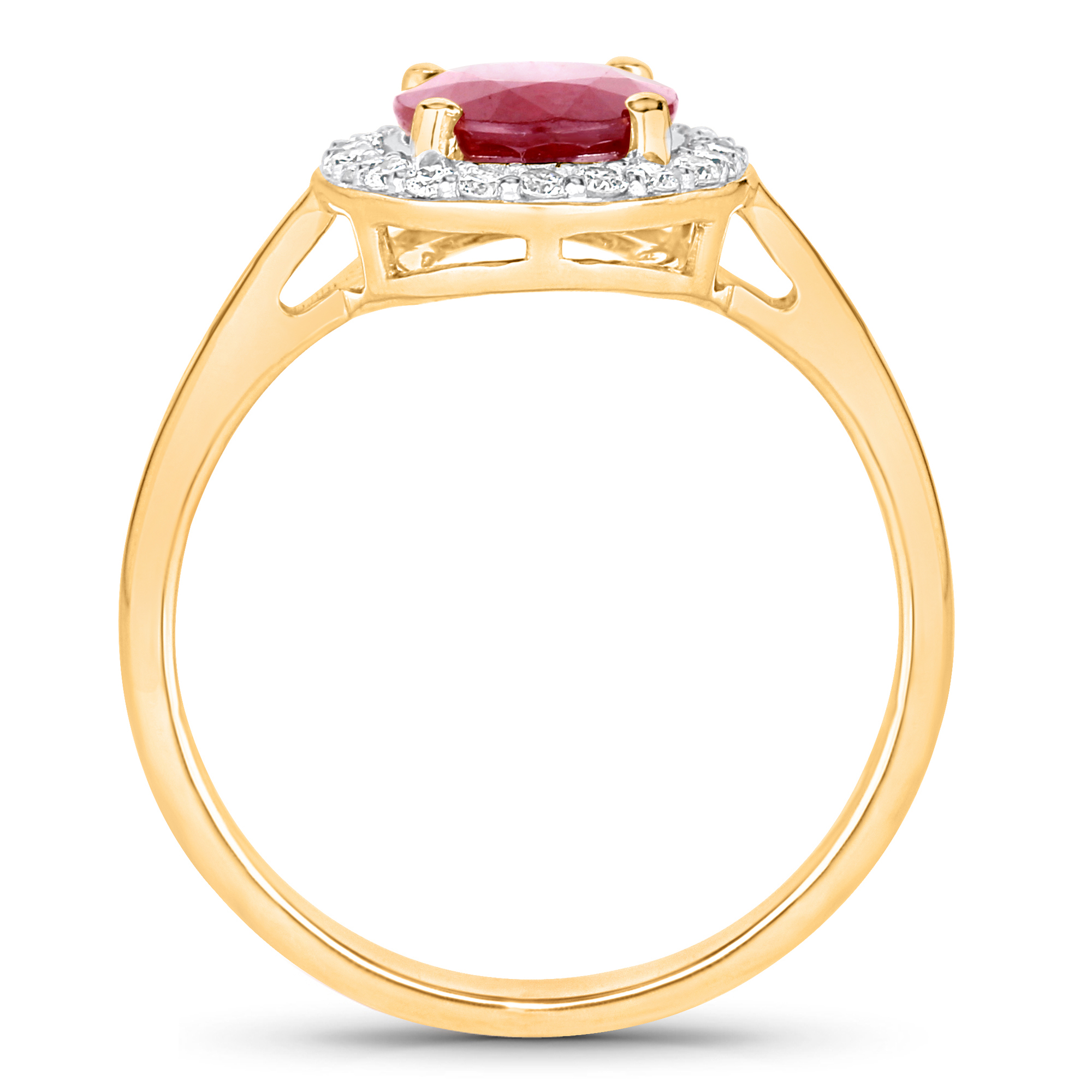 Natural Ruby and Diamond Halo Ring