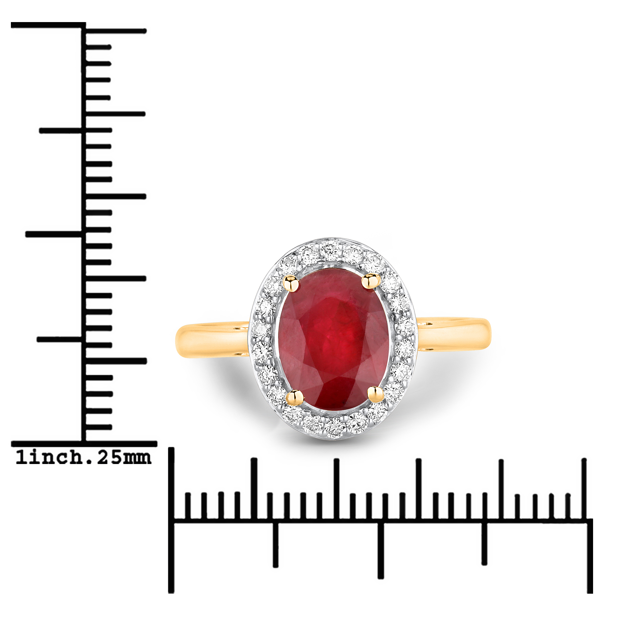 Natural Ruby and Diamond Halo Ring