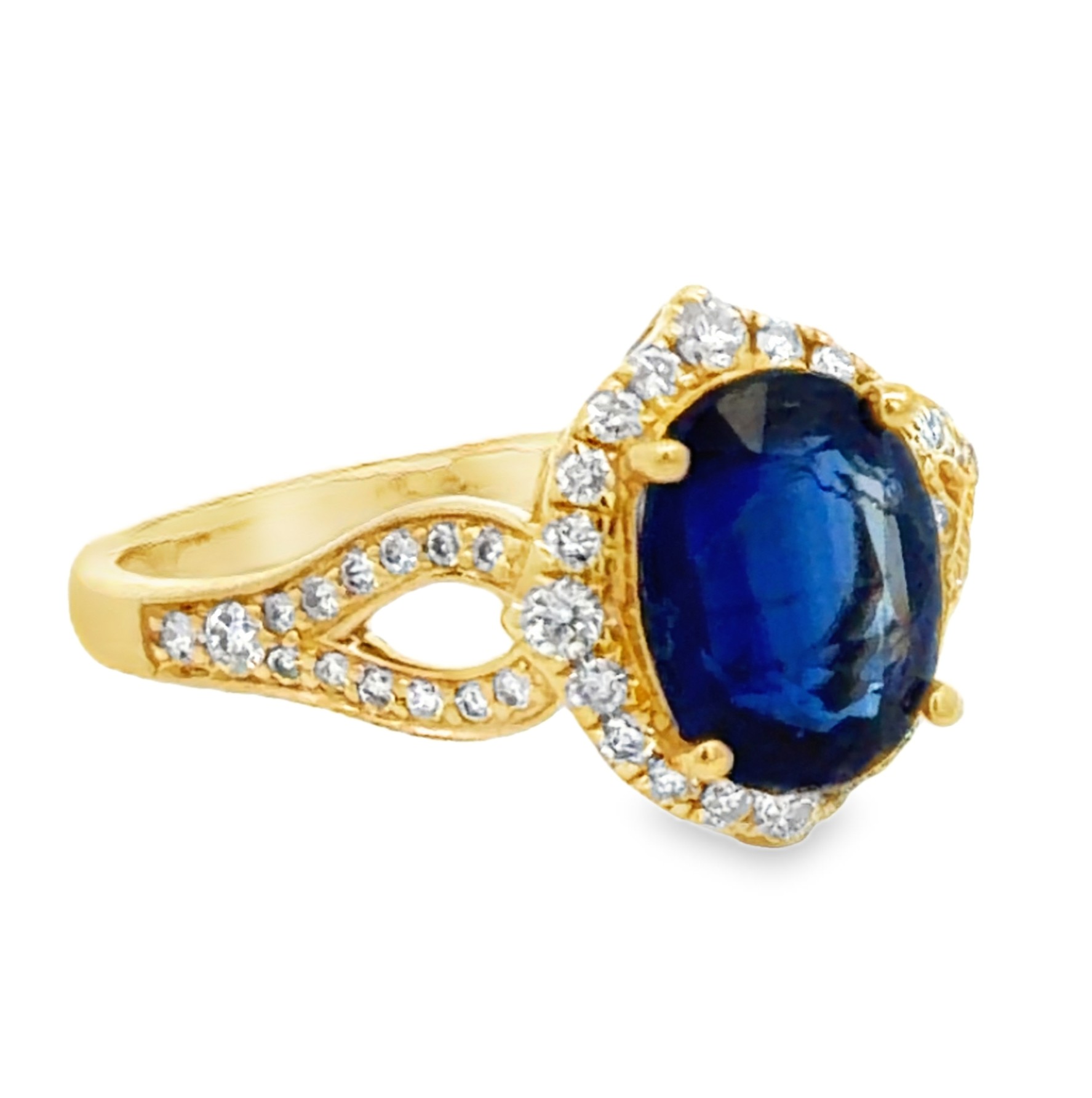 Natural Kyanite and Diamond Ring