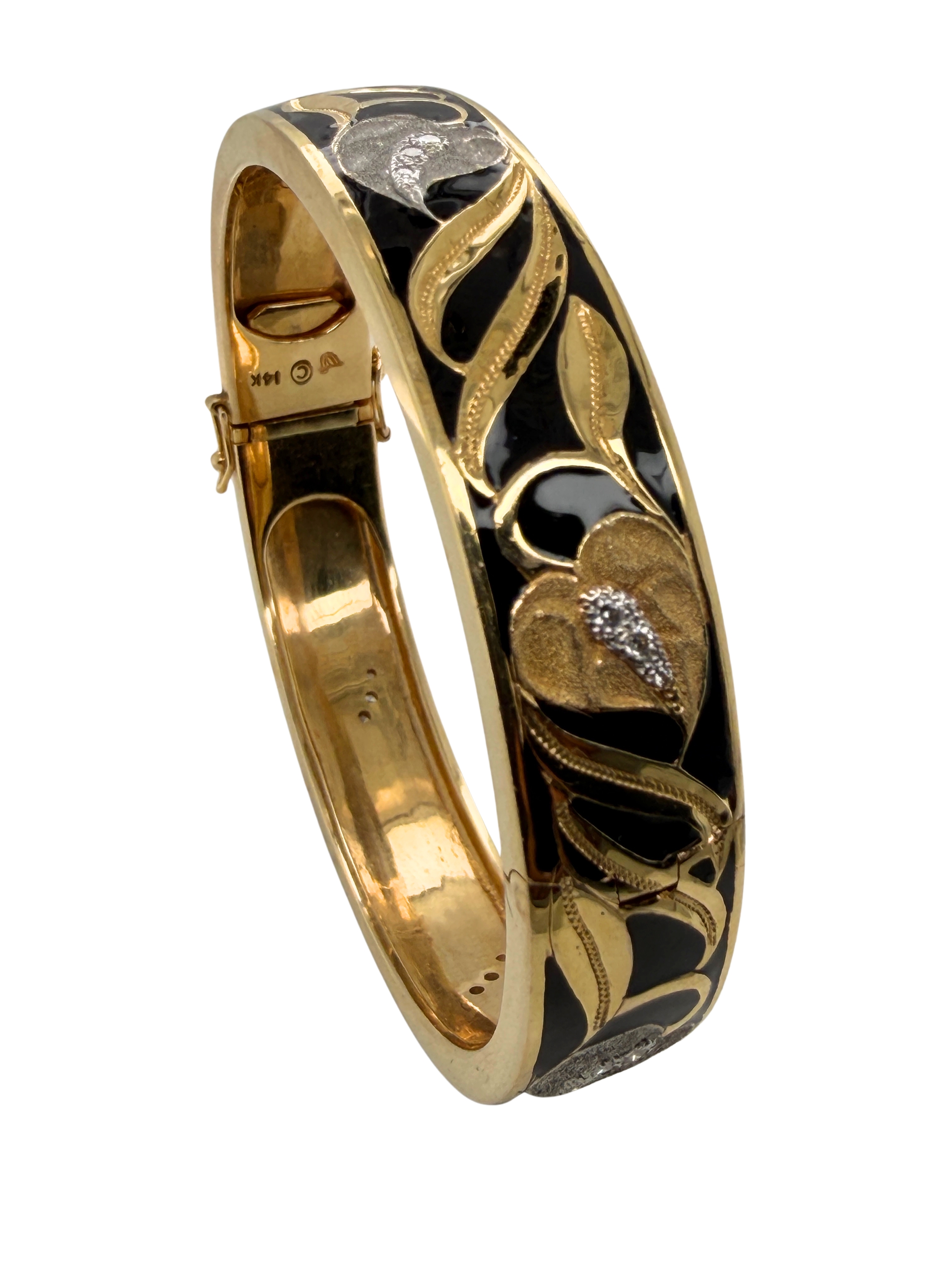 Wyland Art to Wear Collection 14K Calla Lily Bangle Bracelet