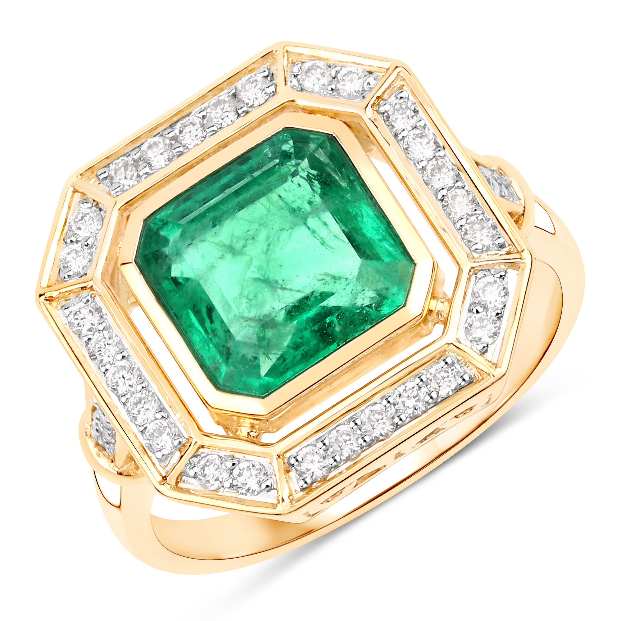 IGI Certified Zambian Emerald and Natural Diamond Ring