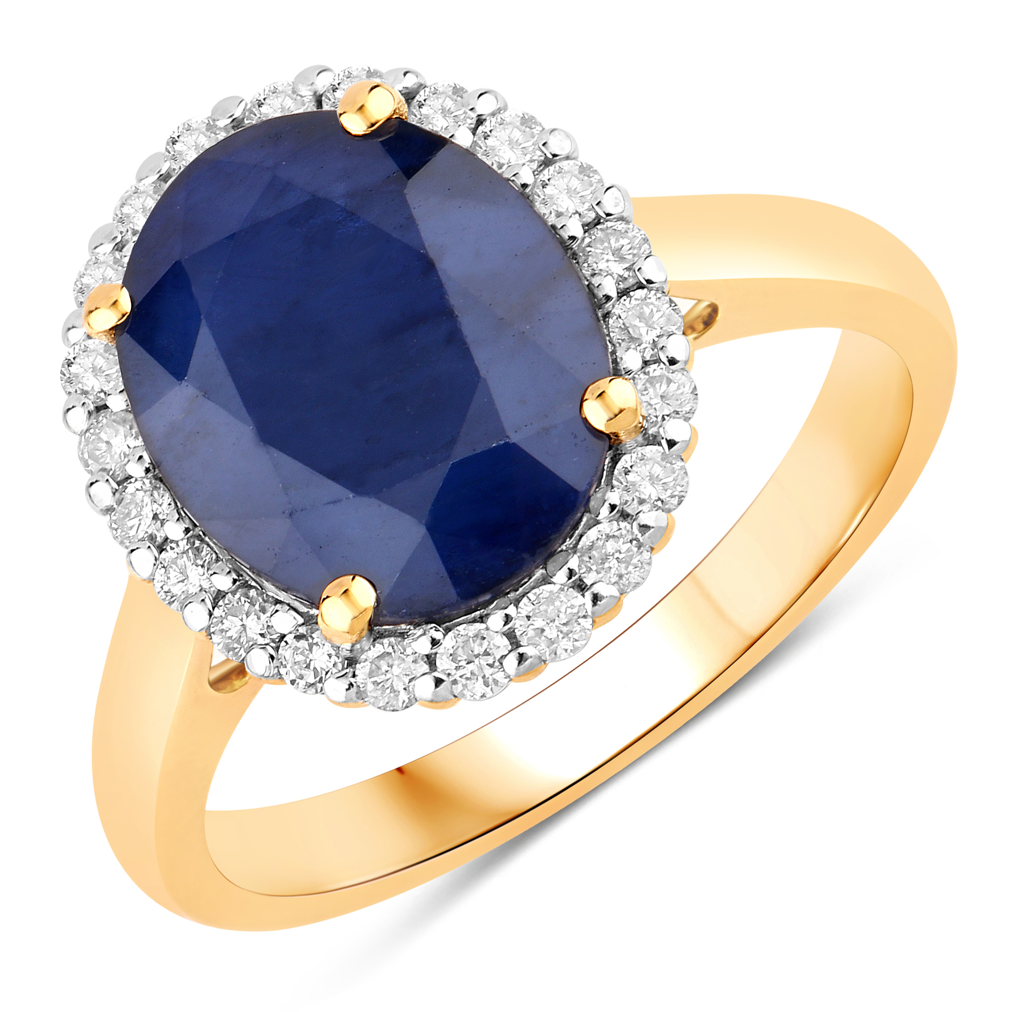 4.32 Carat Natural Blue Sapphire and Diamond Halo Ring