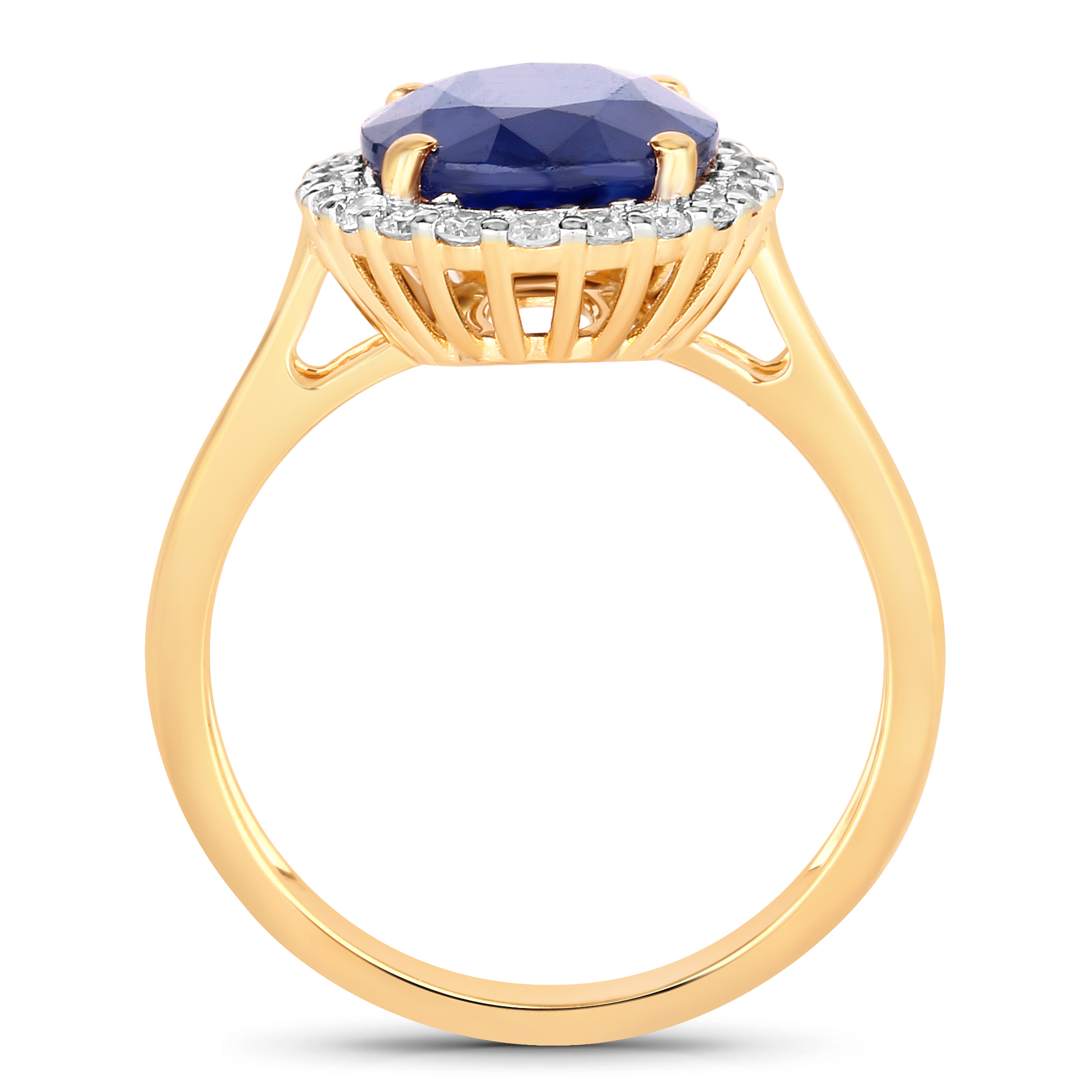 4.32 Carat Natural Blue Sapphire and Diamond Halo Ring