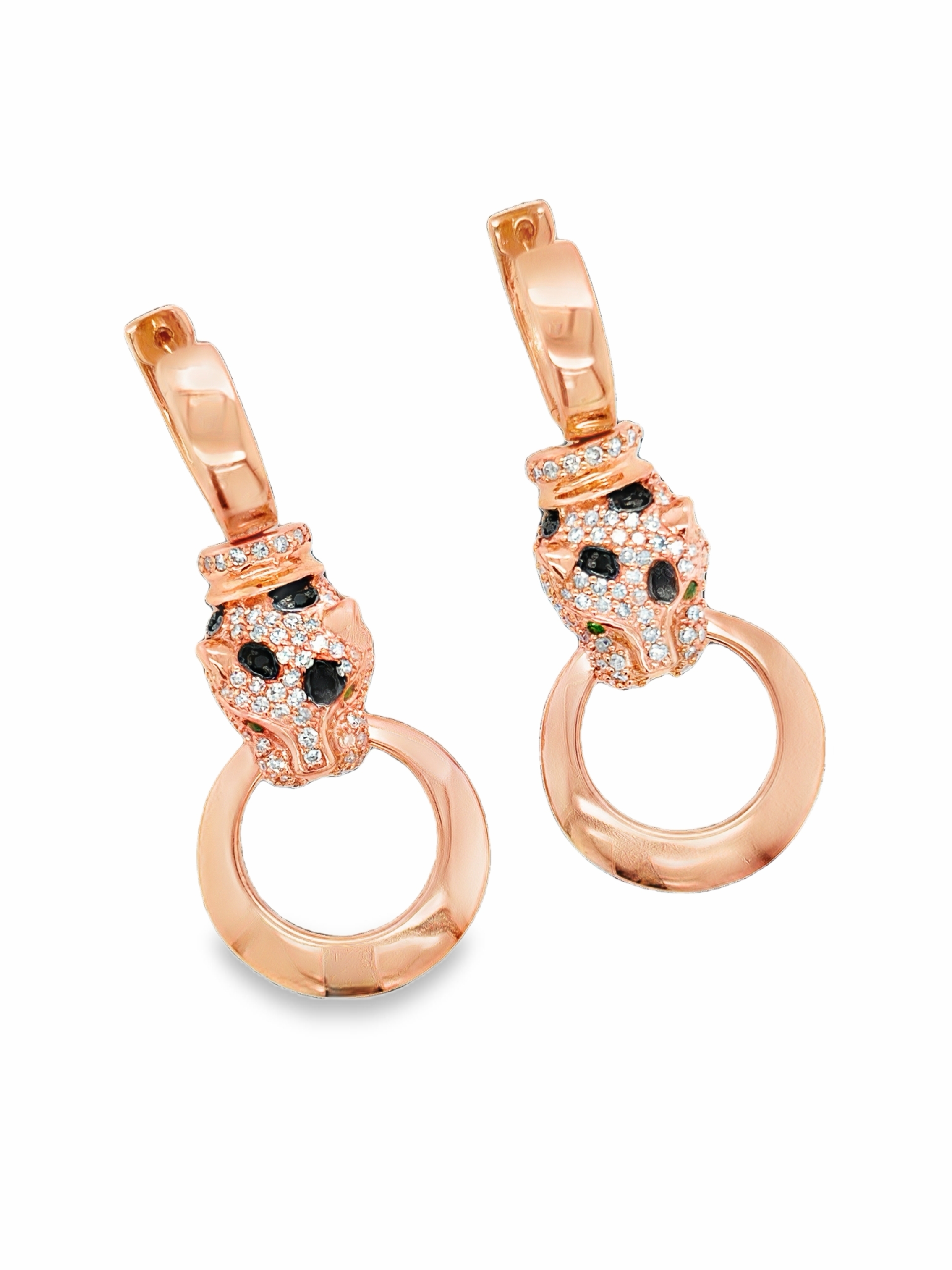 EFFY Panther Natural Diamond & Emerald Door Knocker Earrings