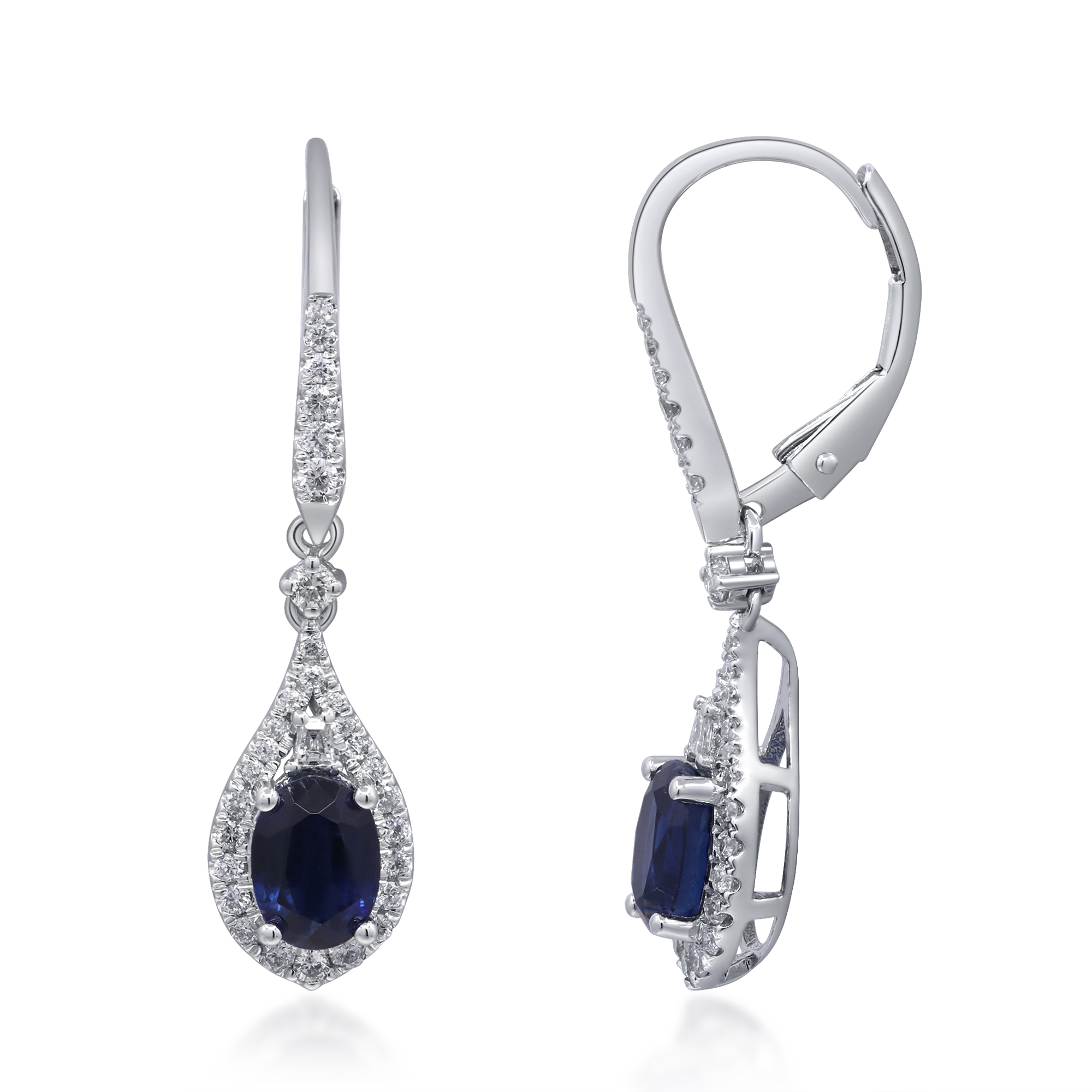 Natural Kyanite and Diamond Dangle Earrings