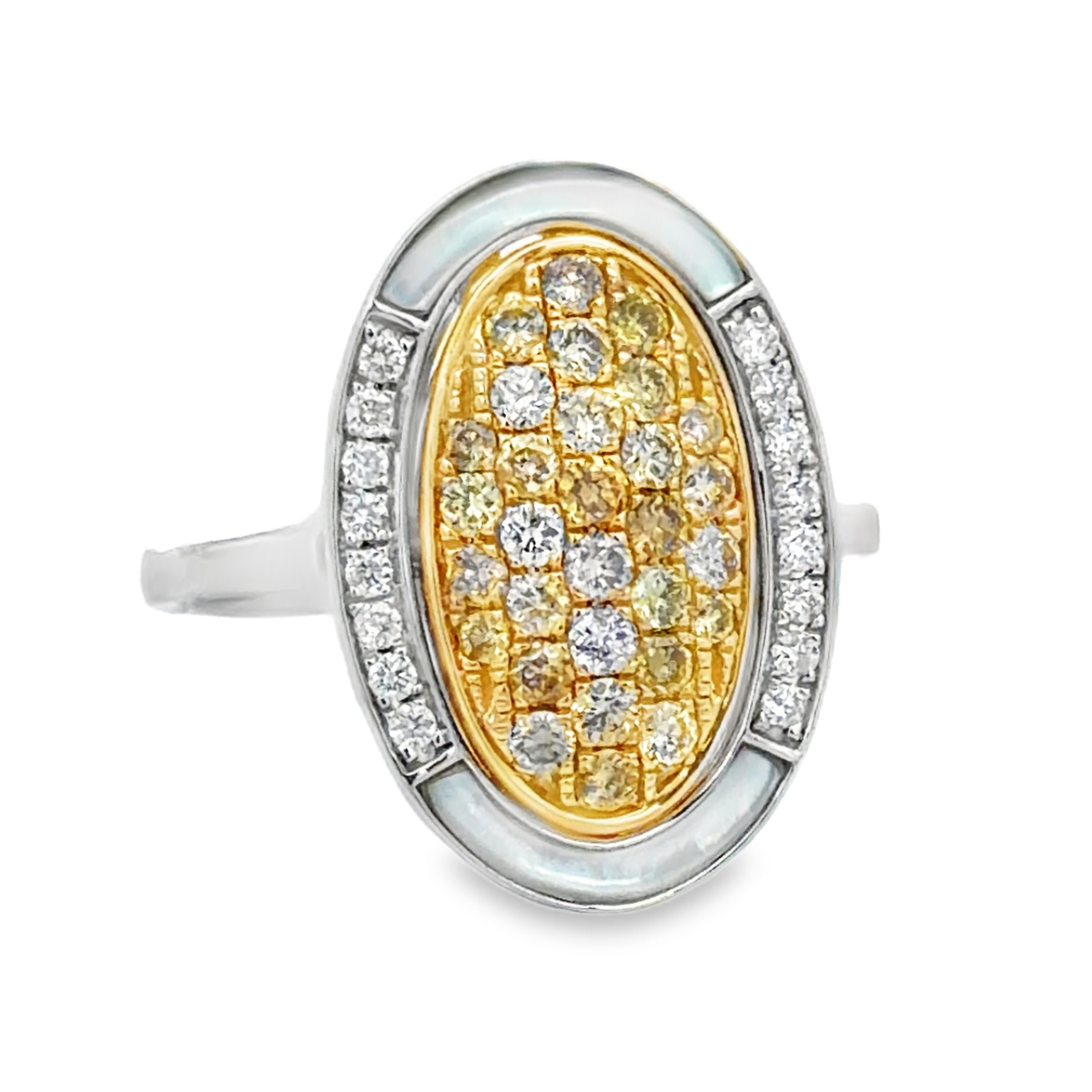 Fancy Multi-color Diamond and Mother of Pearl Ring