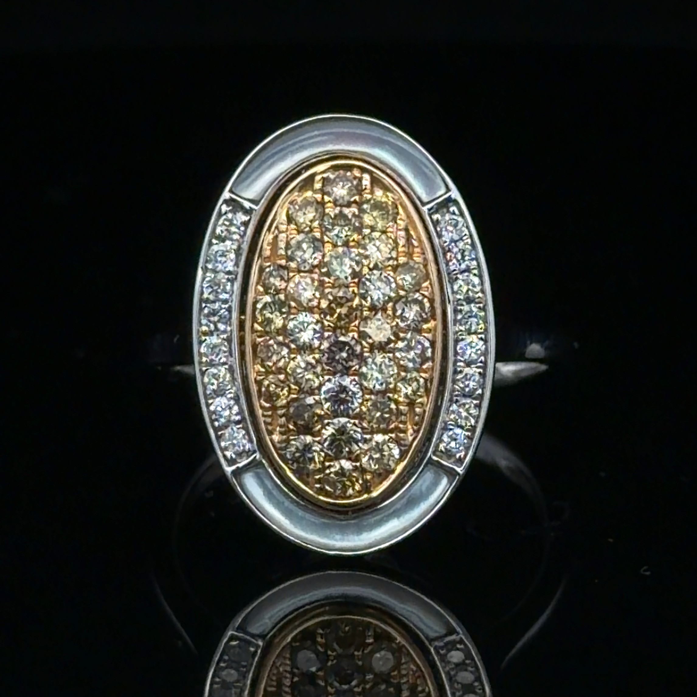 Fancy Multi-color Diamond and Mother of Pearl Ring