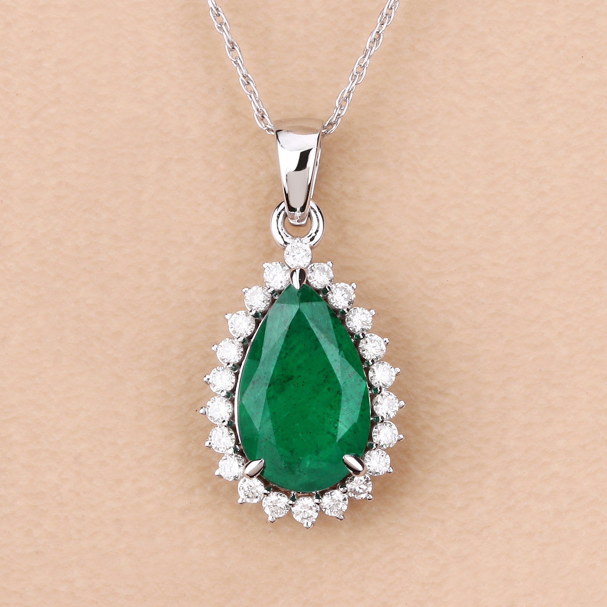IGI 2.76 CT Zambian Emerald and Diamond Pendant