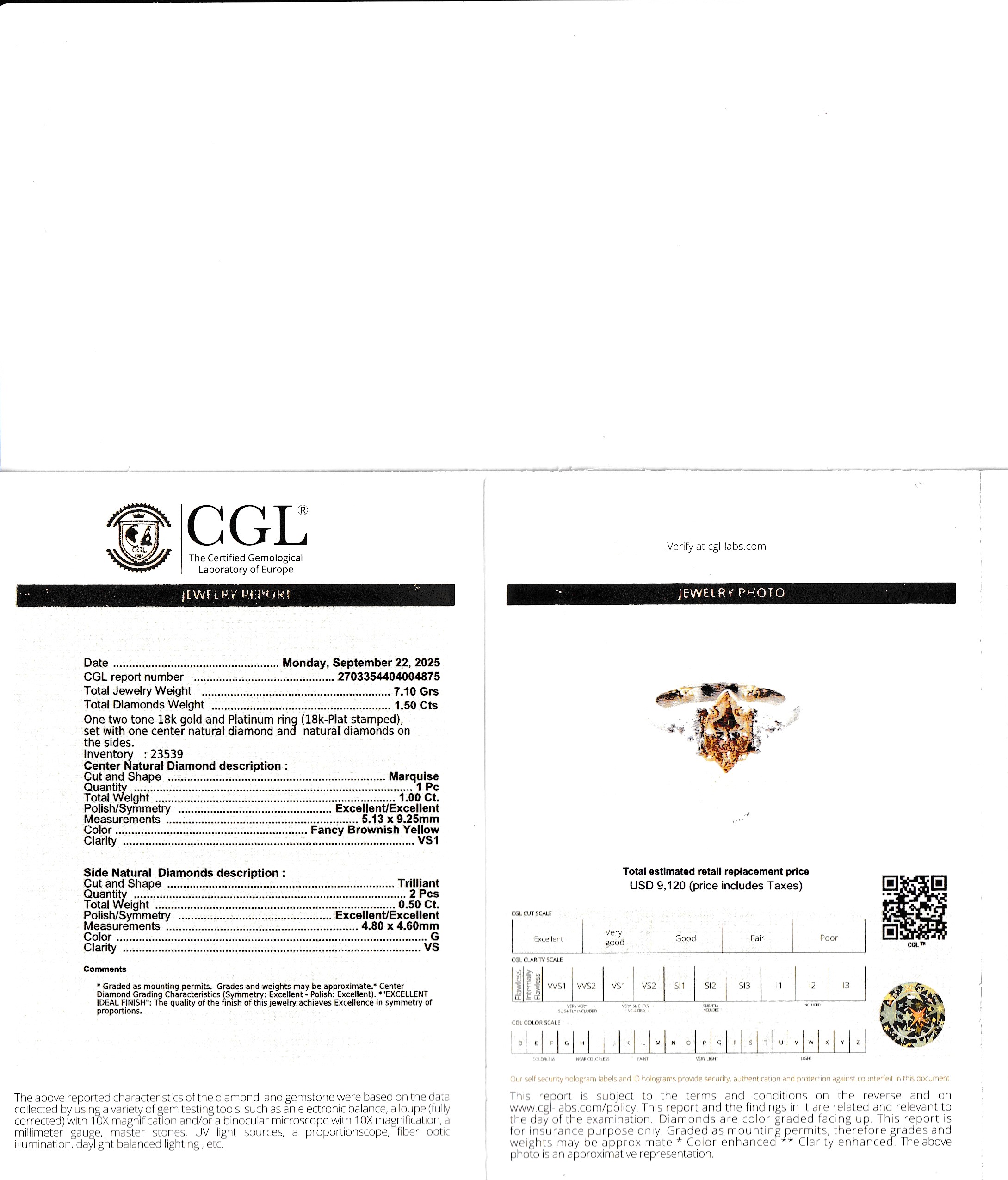 18K Platinum Fancy Brown Natural Diamond Ring