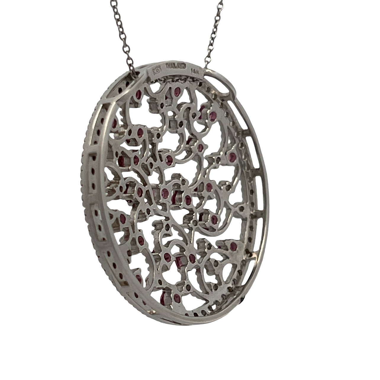 Natural Pink Sapphire & Diamond Pendant on Chain