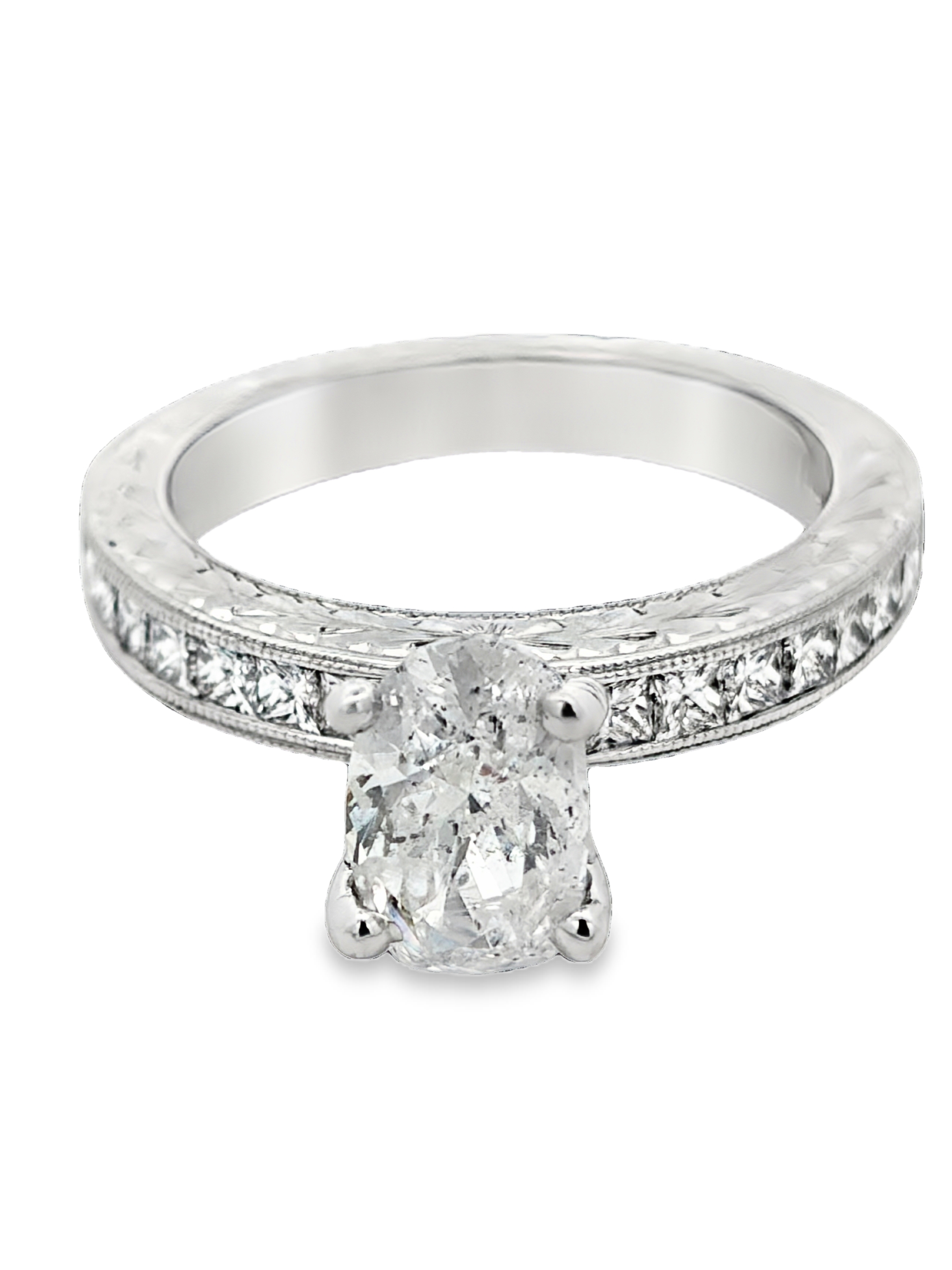 Oval-cut Natural Diamond Engagement Ring