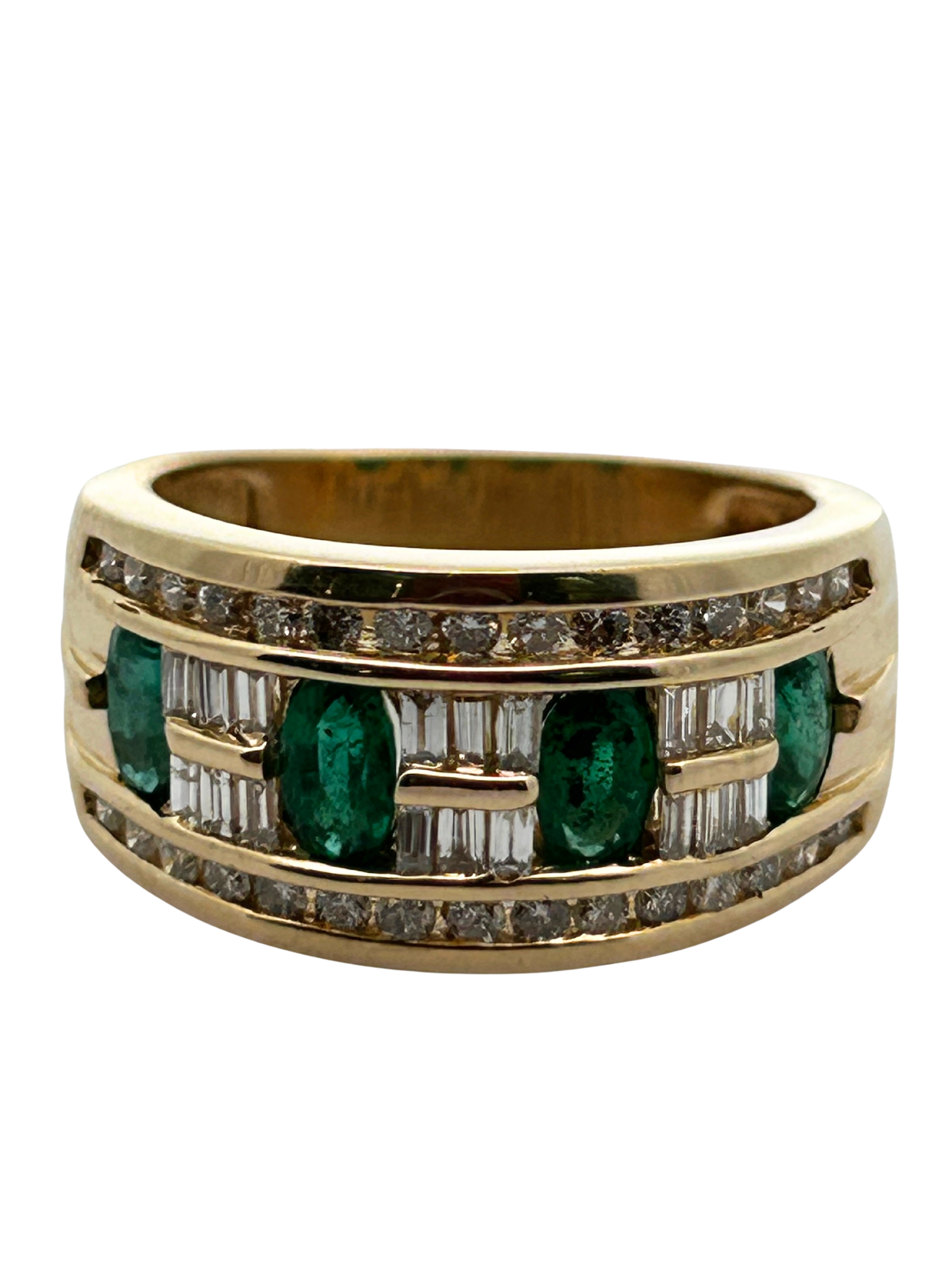 14K Diamond & Emerald Band Ring
